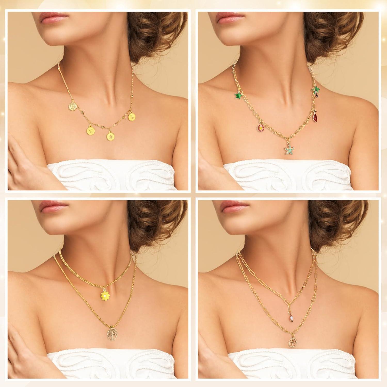 Kit de Joyería DIY Tondiamo 12 Rollos Cadenas Doradas 100 cm