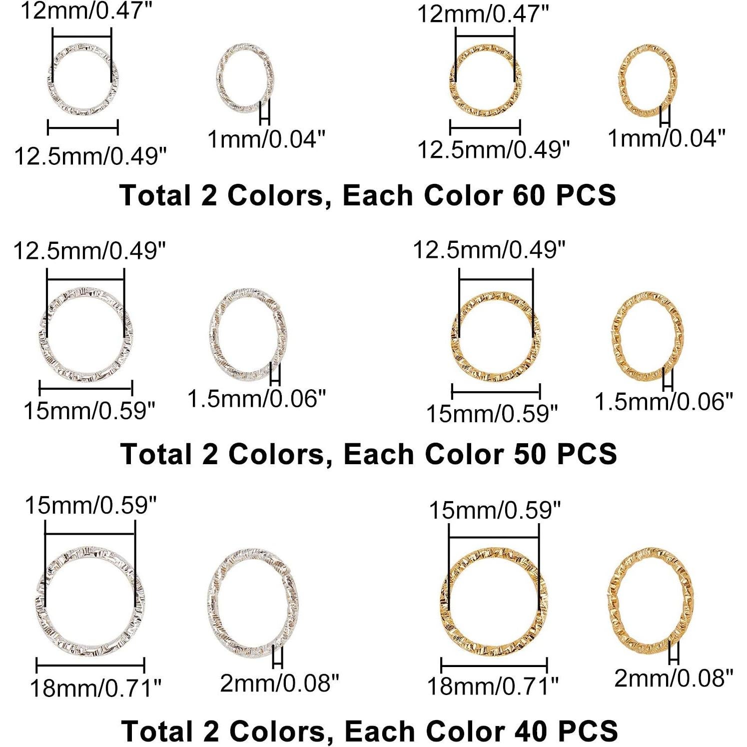 Anillas Abiertas Retorcidas PH PandaHall 300pcs Doradas Plateadas