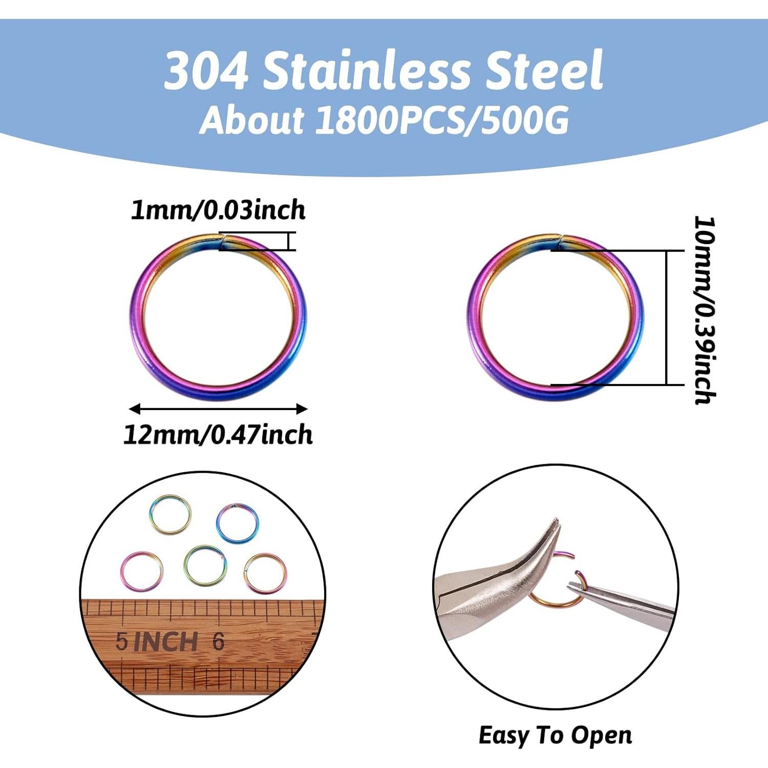 Anillas de Salto Abiertas KISSITTY 20pcs Acero Inoxidable 12mm