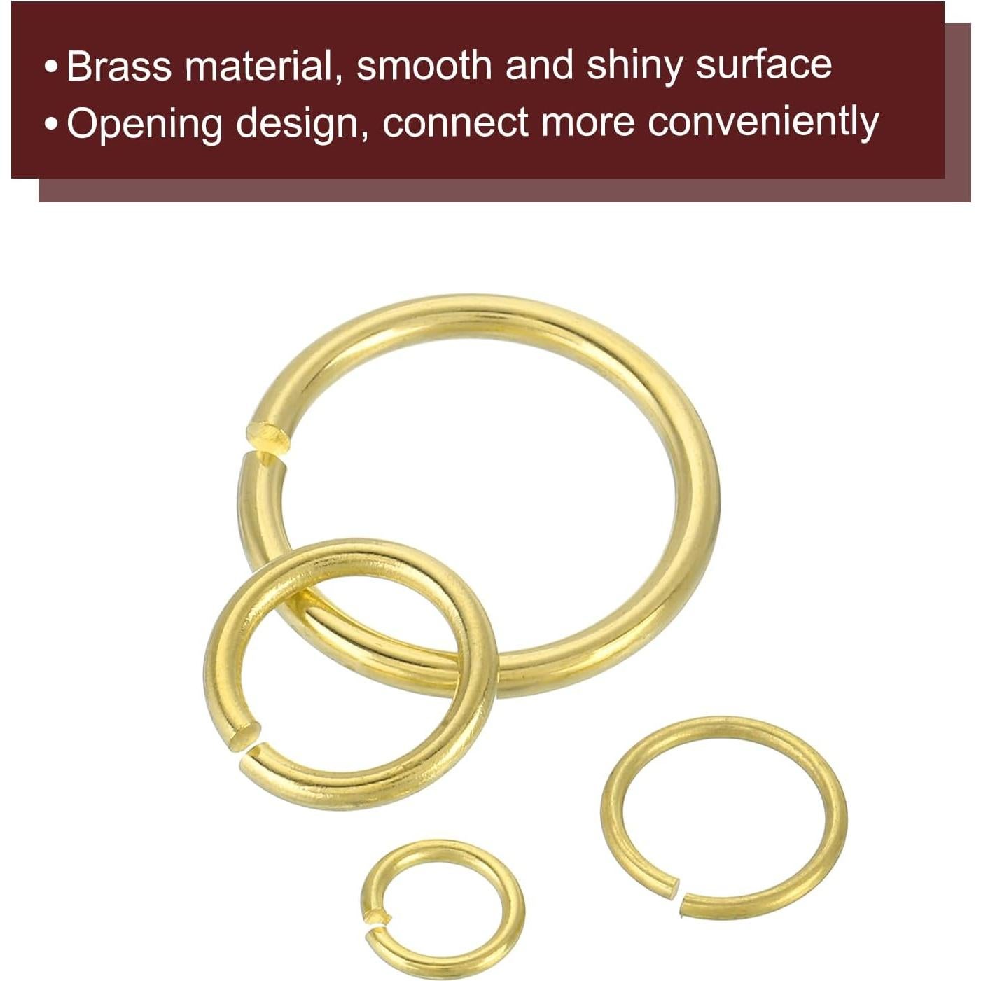 25 Anillos de Salto Abiertos uxcell 15mm Latón Dorado