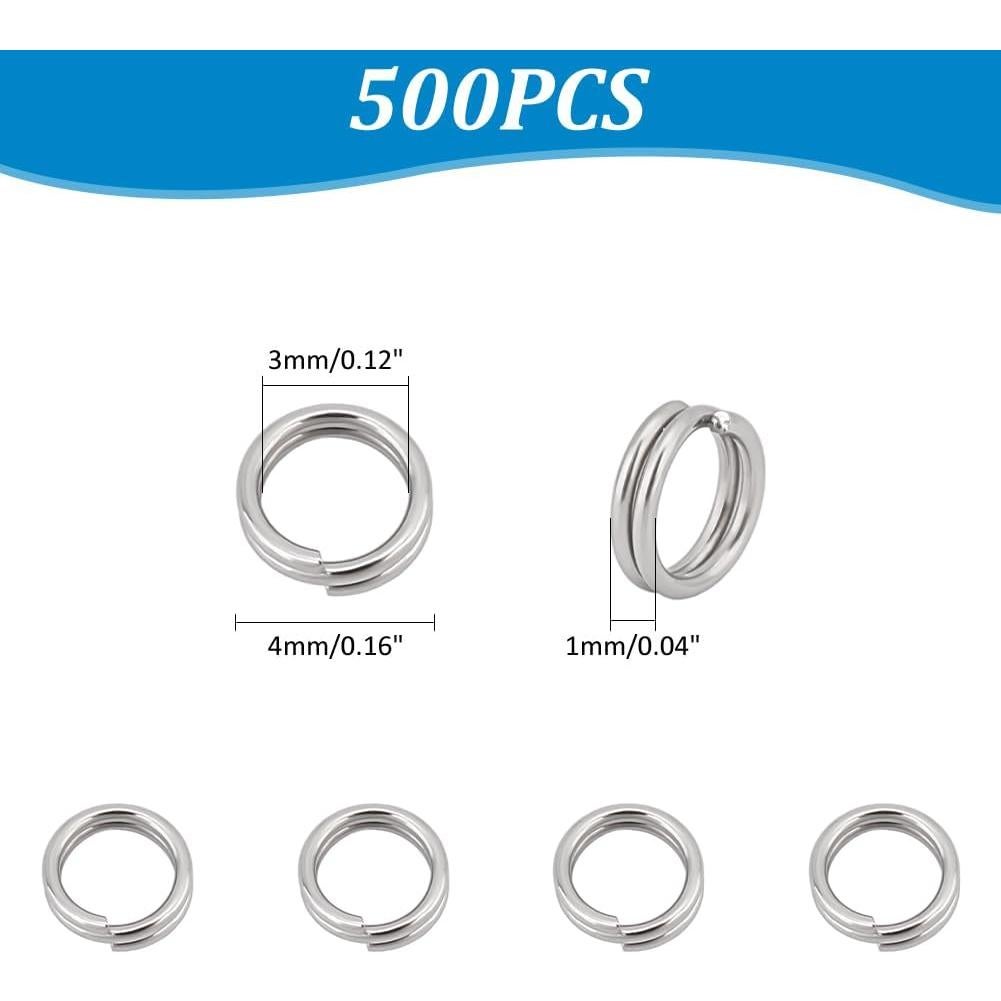 Anillos de Salto Divididos UNICRAFTALE 500Pcs 4mm Acero Inoxidable