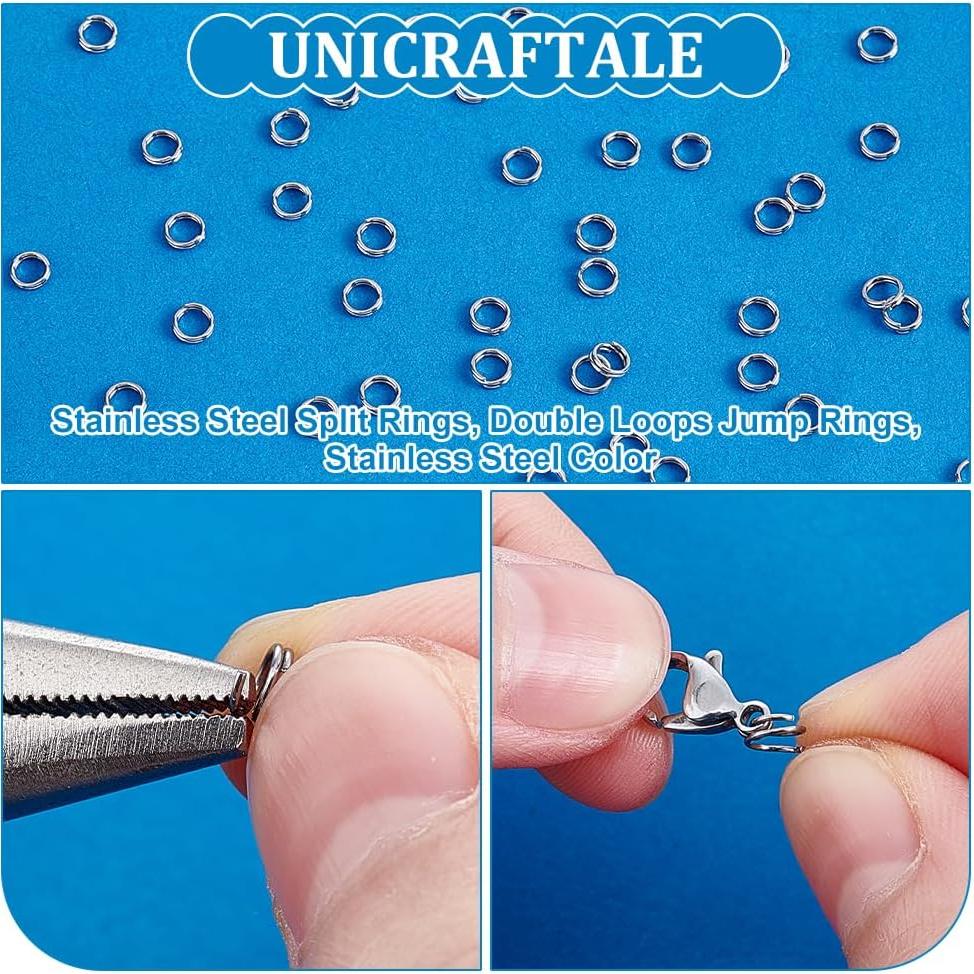 Anillos de Salto Divididos UNICRAFTALE 500Pcs 4mm Acero Inoxidable