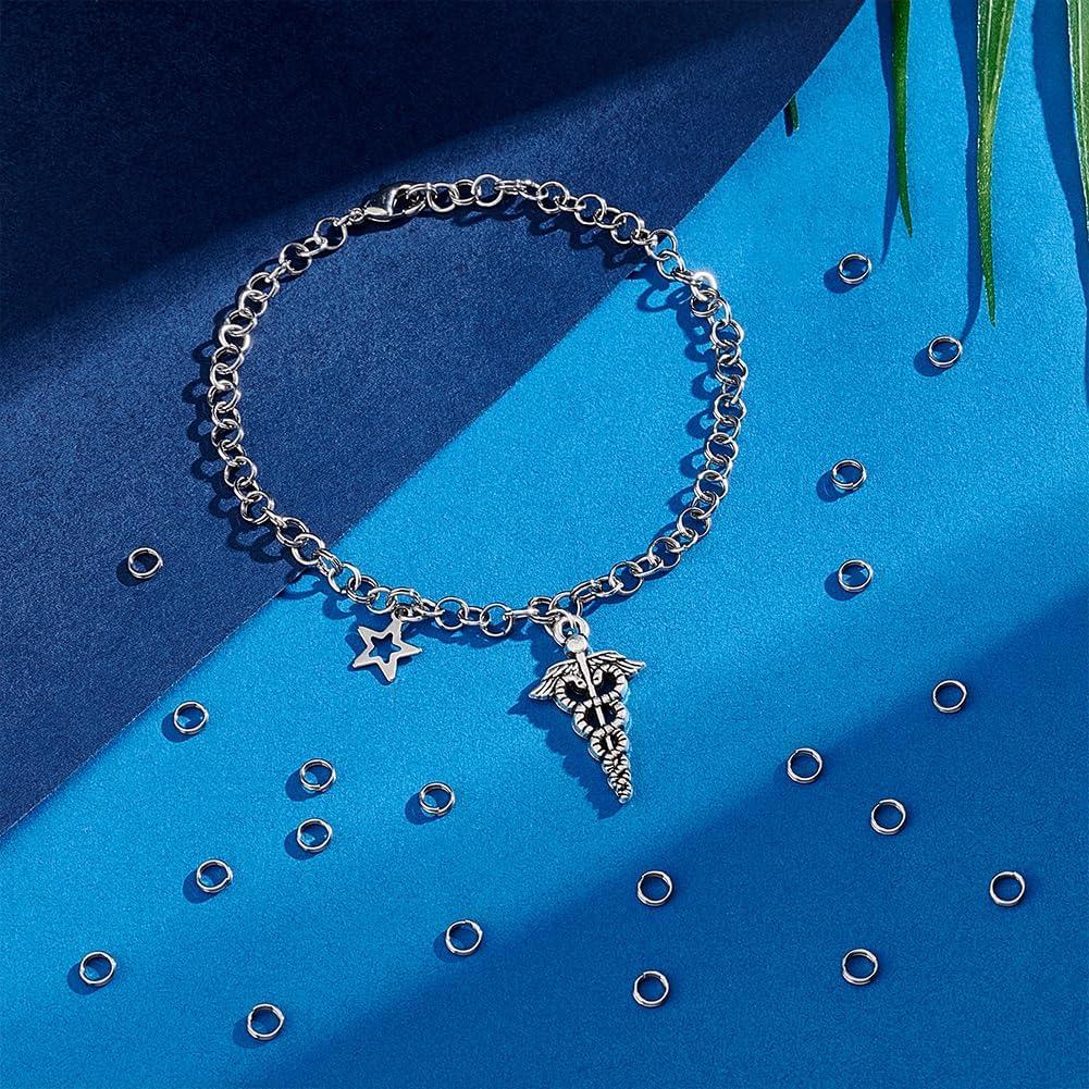 Anillos de Salto Divididos UNICRAFTALE 500Pcs 4mm Acero Inoxidable