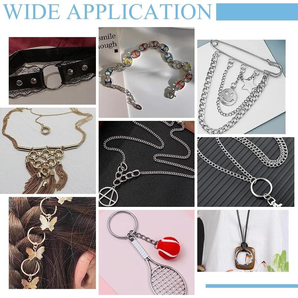 Anillas Abiertas de Acero Inoxidable UNICRAFTALE 30 Pcs 6-11mm