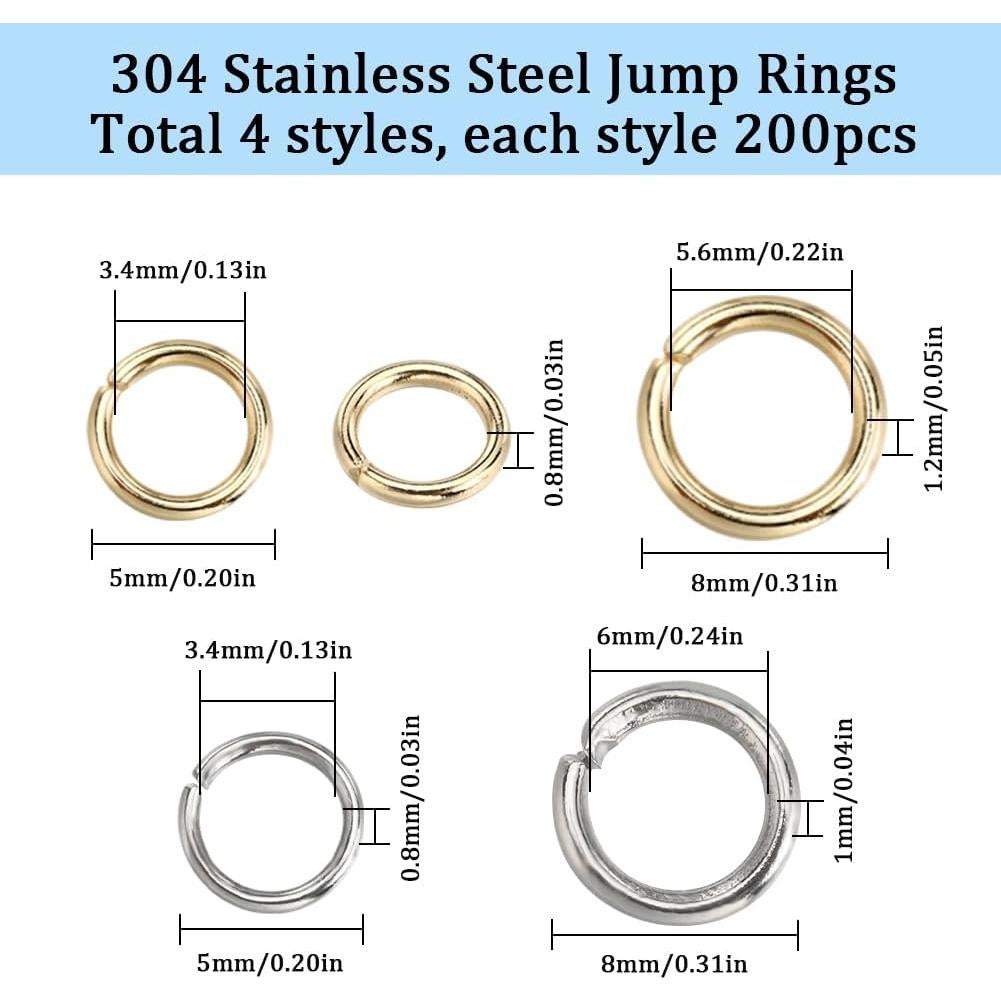Anillas Abiertas Doradas SUNNYCLUE 800 Pcs Acero Inoxidable