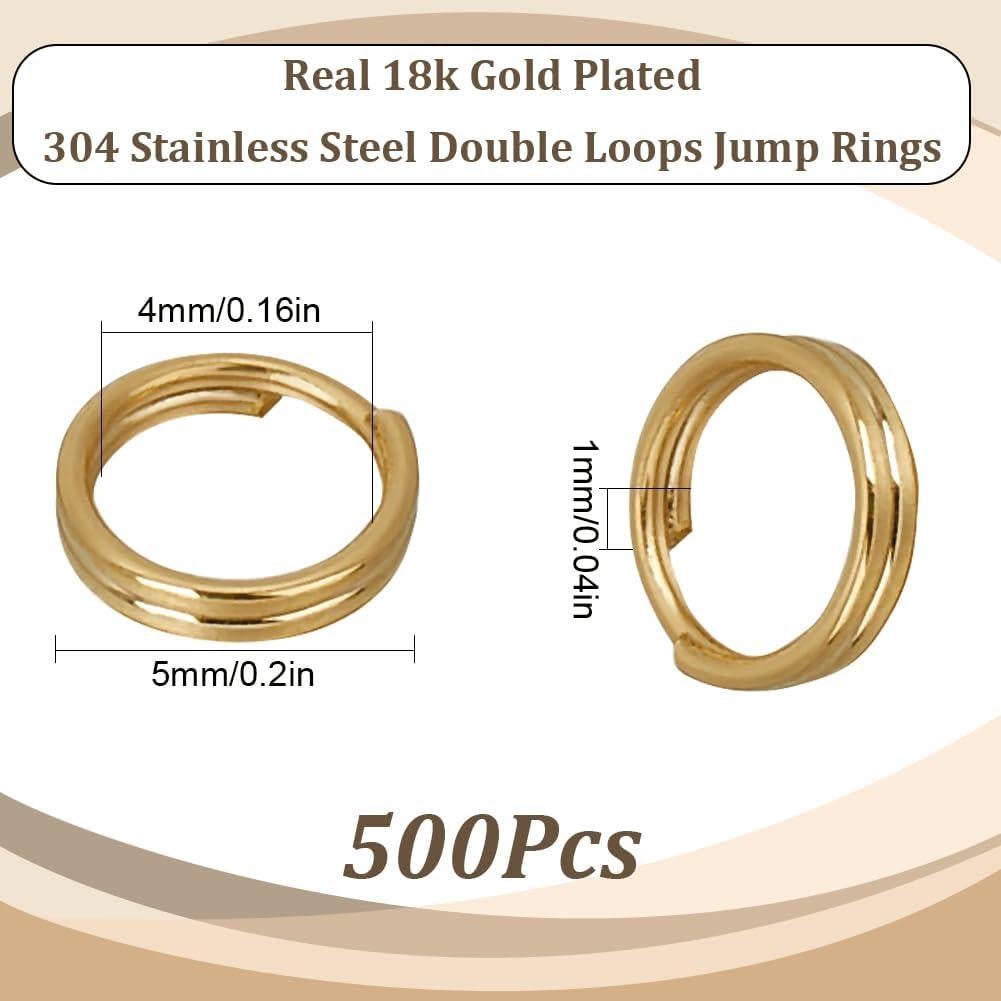Anillas de Salto de Oro 18K SUNNYCLUE 500Pcs 5mm DIY Joyería