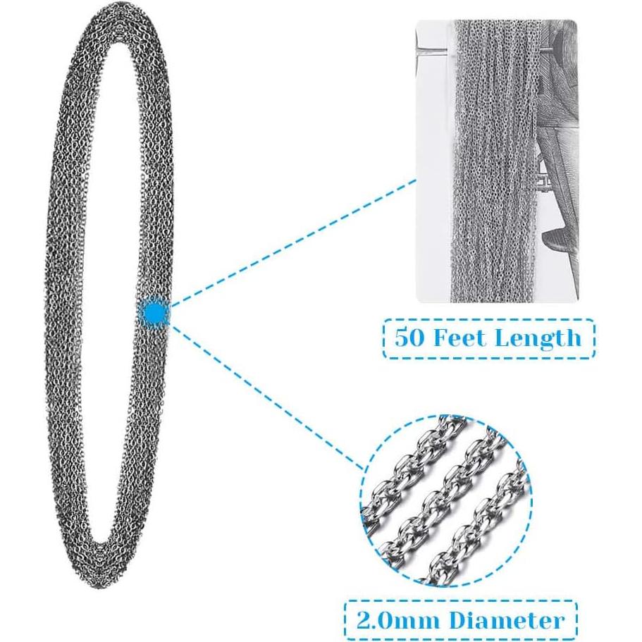 Cadena de Acero Inoxidable Anezus 15m con Anillas y Cierres