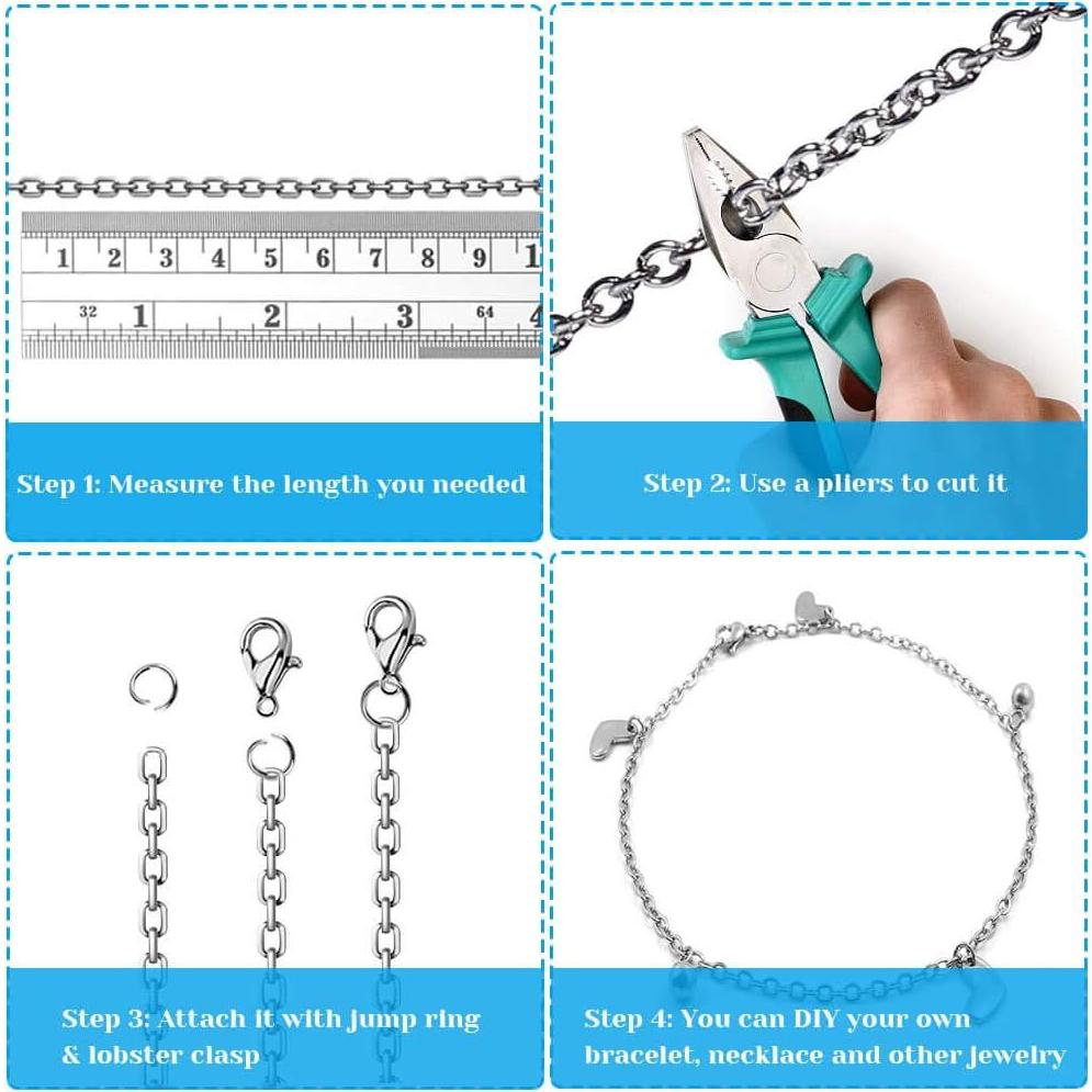 Cadena de Acero Inoxidable Anezus 15m con Anillas y Cierres