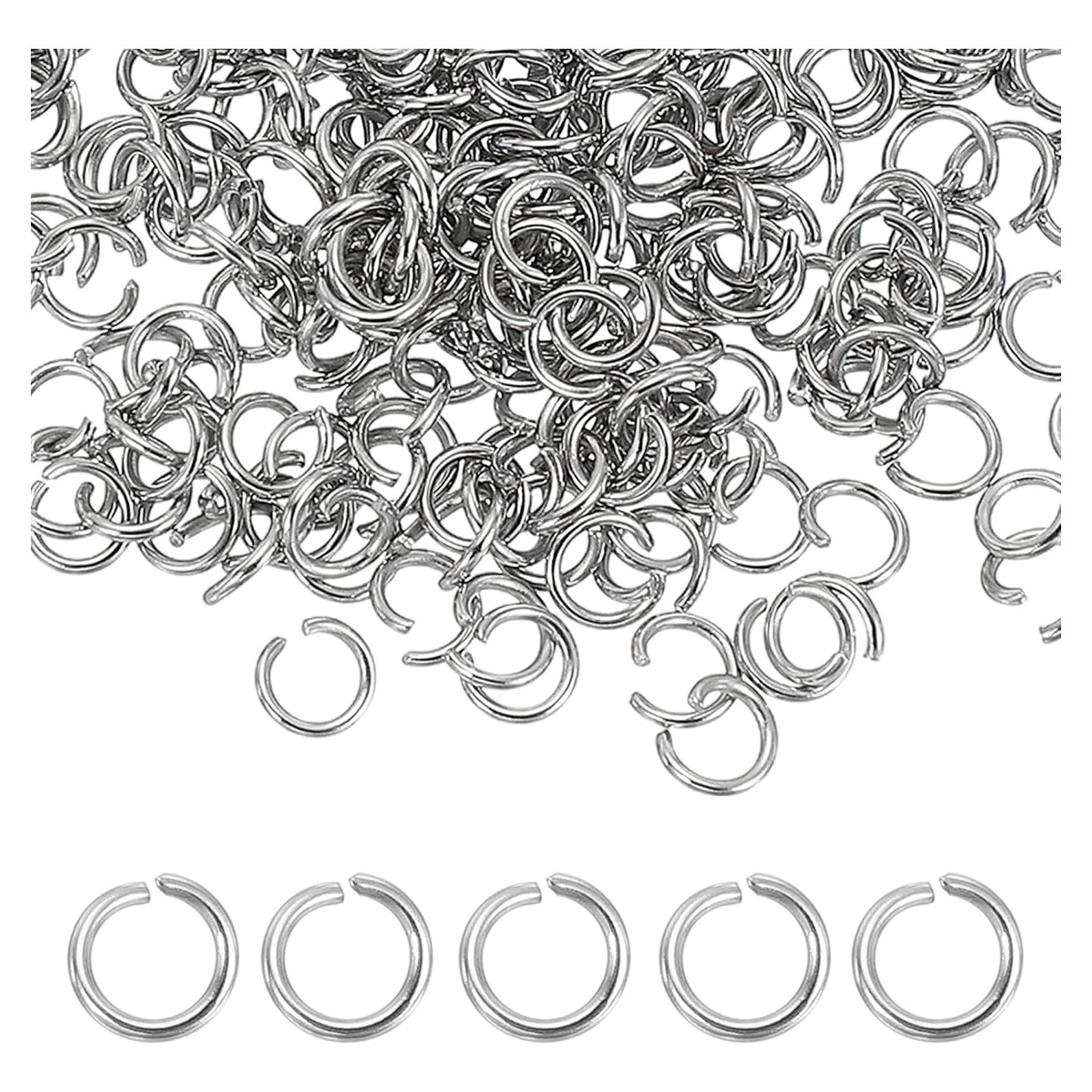 350 Anillas Abiertas Acero Inoxidable uxcell 5mm 0.8mm Grosor