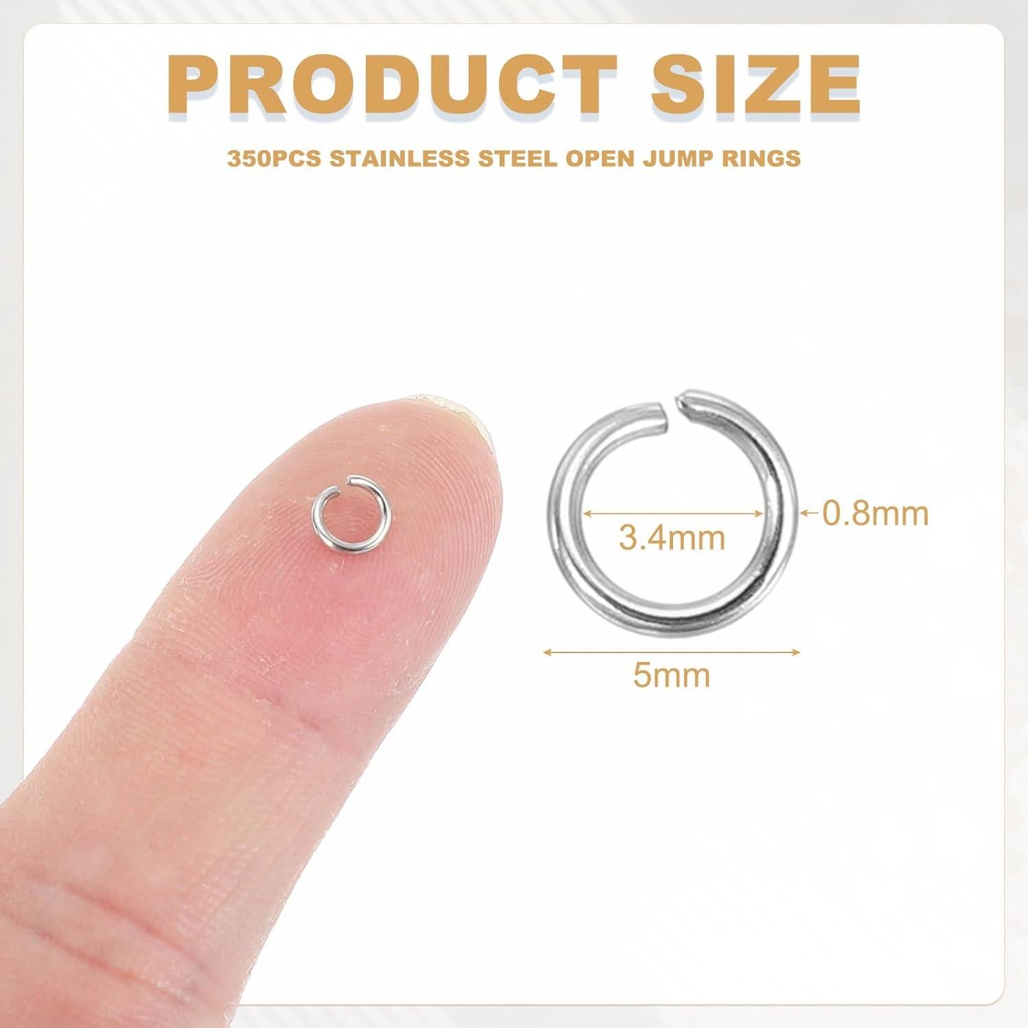 350 Anillas Abiertas Acero Inoxidable uxcell 5mm 0.8mm Grosor