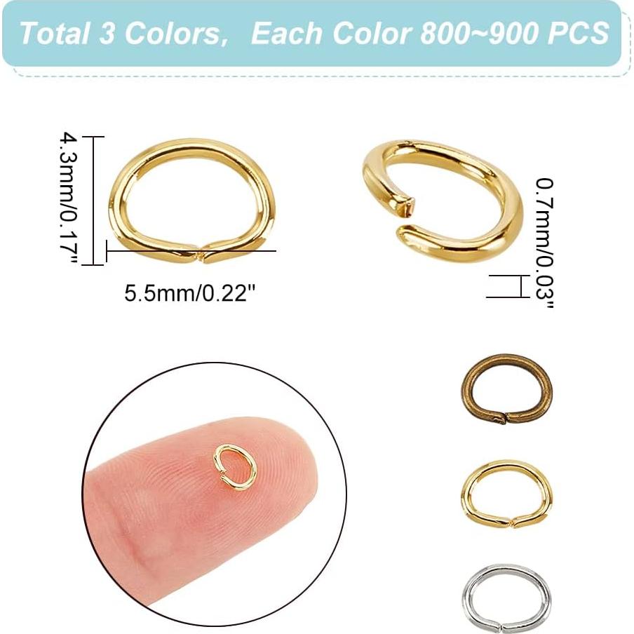 Anillas Abiertas Ovaladas PH PandaHall 2550 Pcs Hierro 5.5x4mm