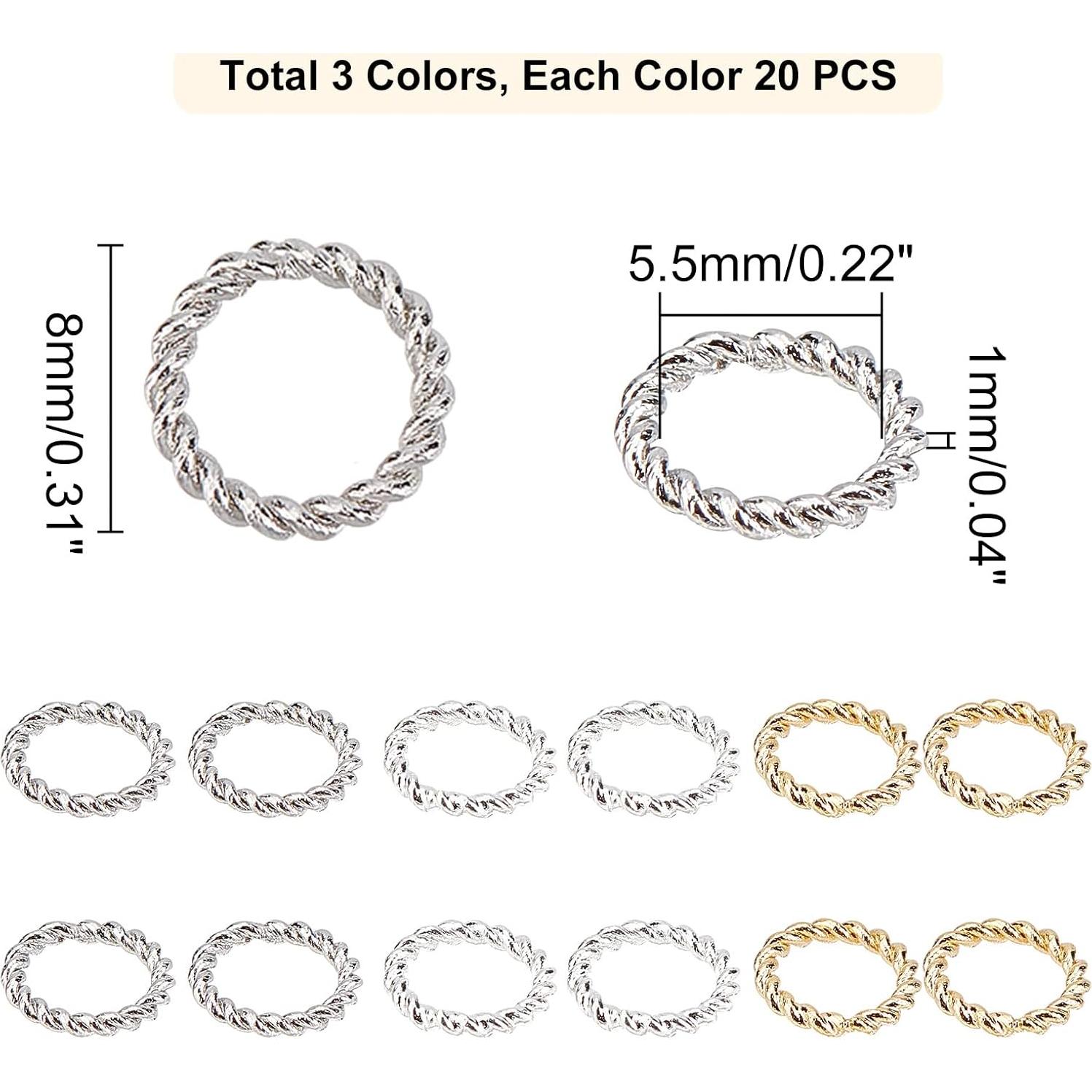 Anillos de Salto Cerrado PH PandaHall 24K 60pcs 8mm Latón