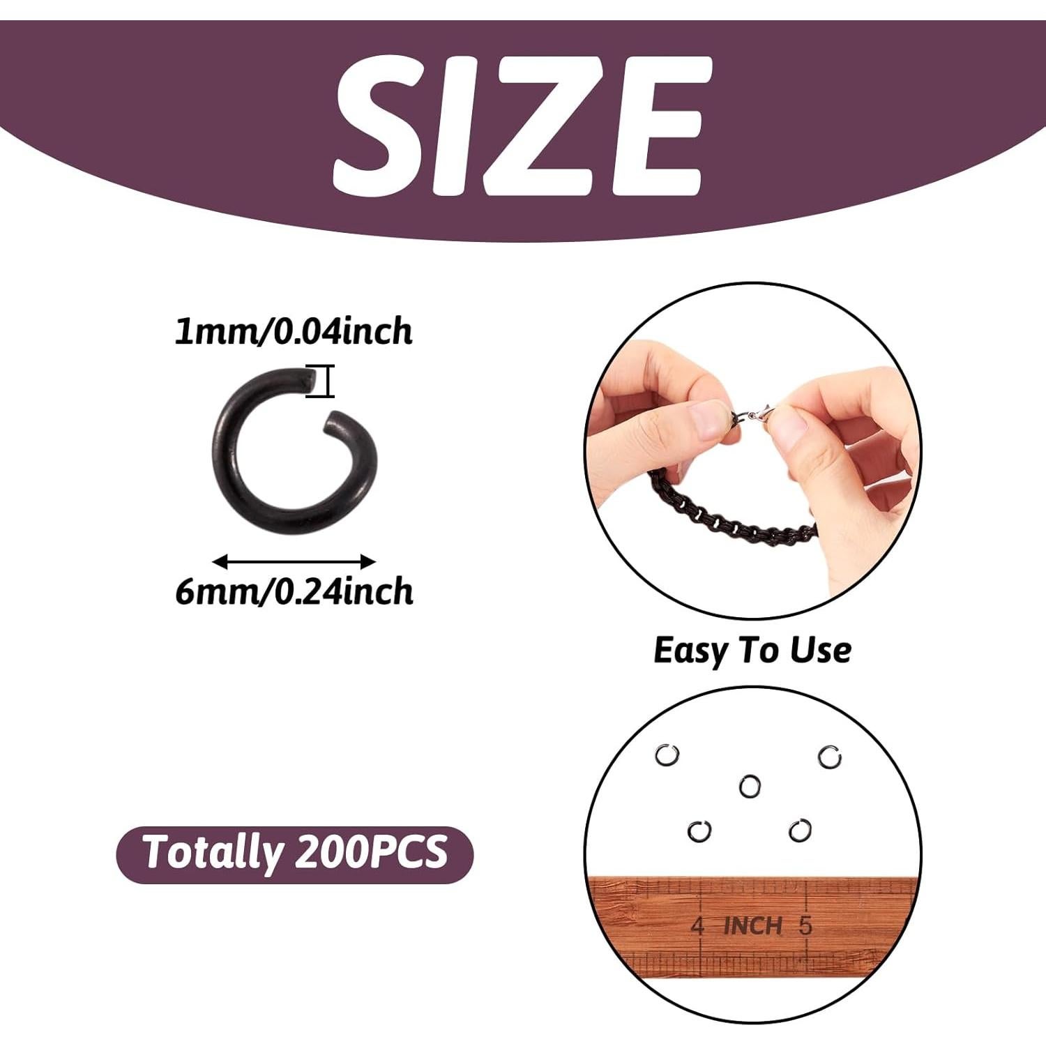 Conectores de Anillas Abiertas PH PandaHall 200 Pcs 6mm Acero Inoxidable