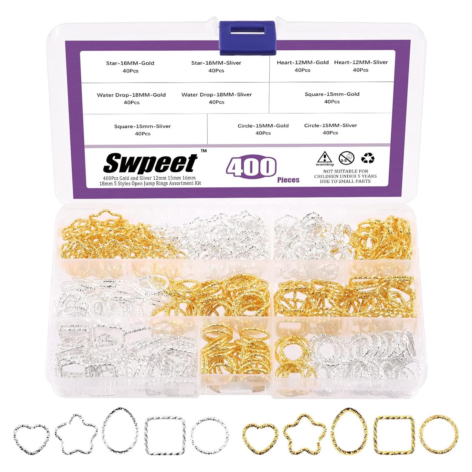 Kit 400 Anillos de Salto Abierto Swpeet 5 Formas 12-18mm