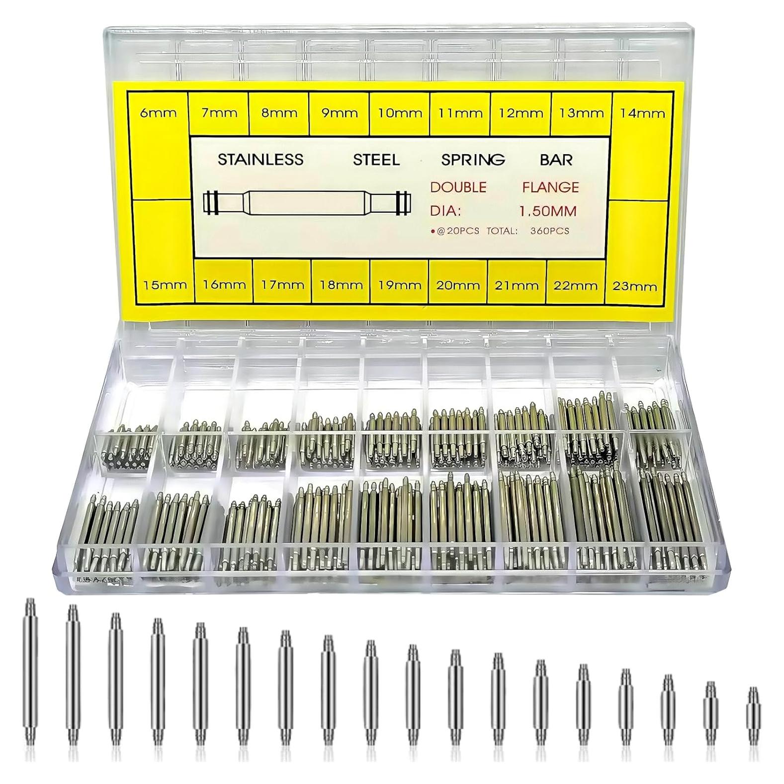 Kit 360 Pasadores de Correa de Reloj Acero Inoxidable 6-23mm