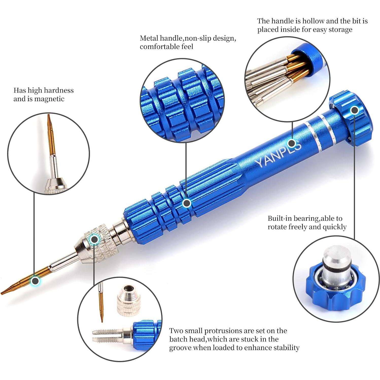 Juego de Destornilladores de Precisión YANPLS 5 Puntas Magnéticas