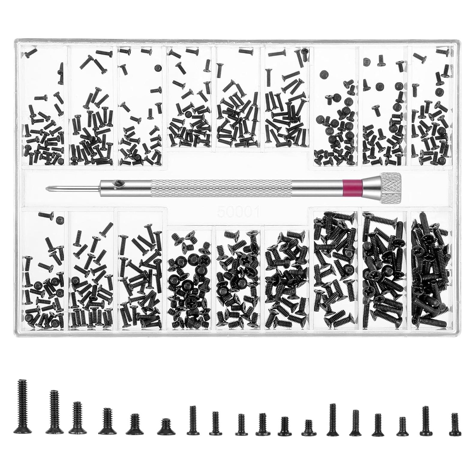 Kit de Tornillos de Reparación Micro JJUNW 500 Piezas con Destornillador