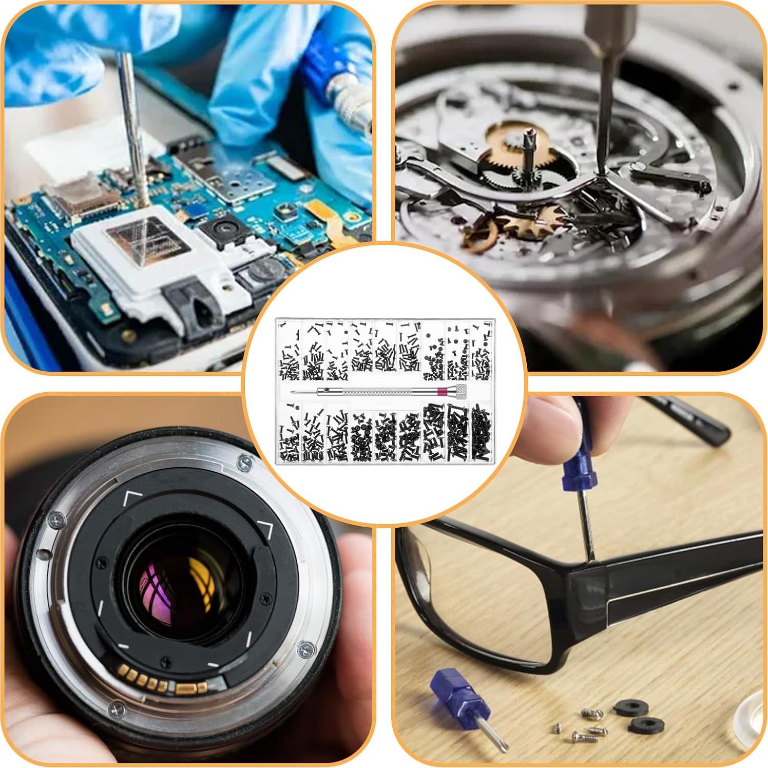 Kit de Tornillos de Reparación Micro JJUNW 500 Piezas con Destornillador