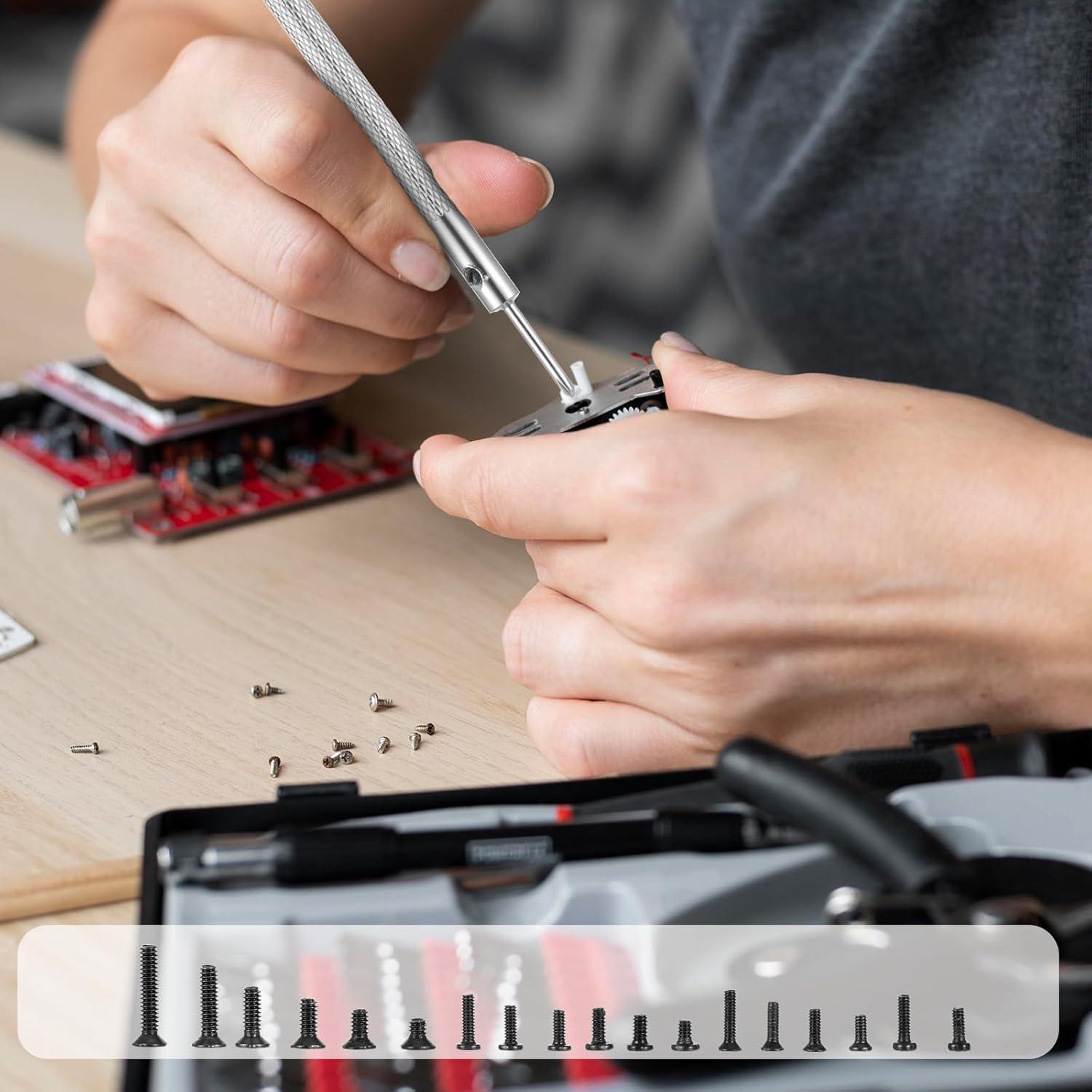 Kit de Tornillos de Reparación Micro JJUNW 500 Piezas con Destornillador