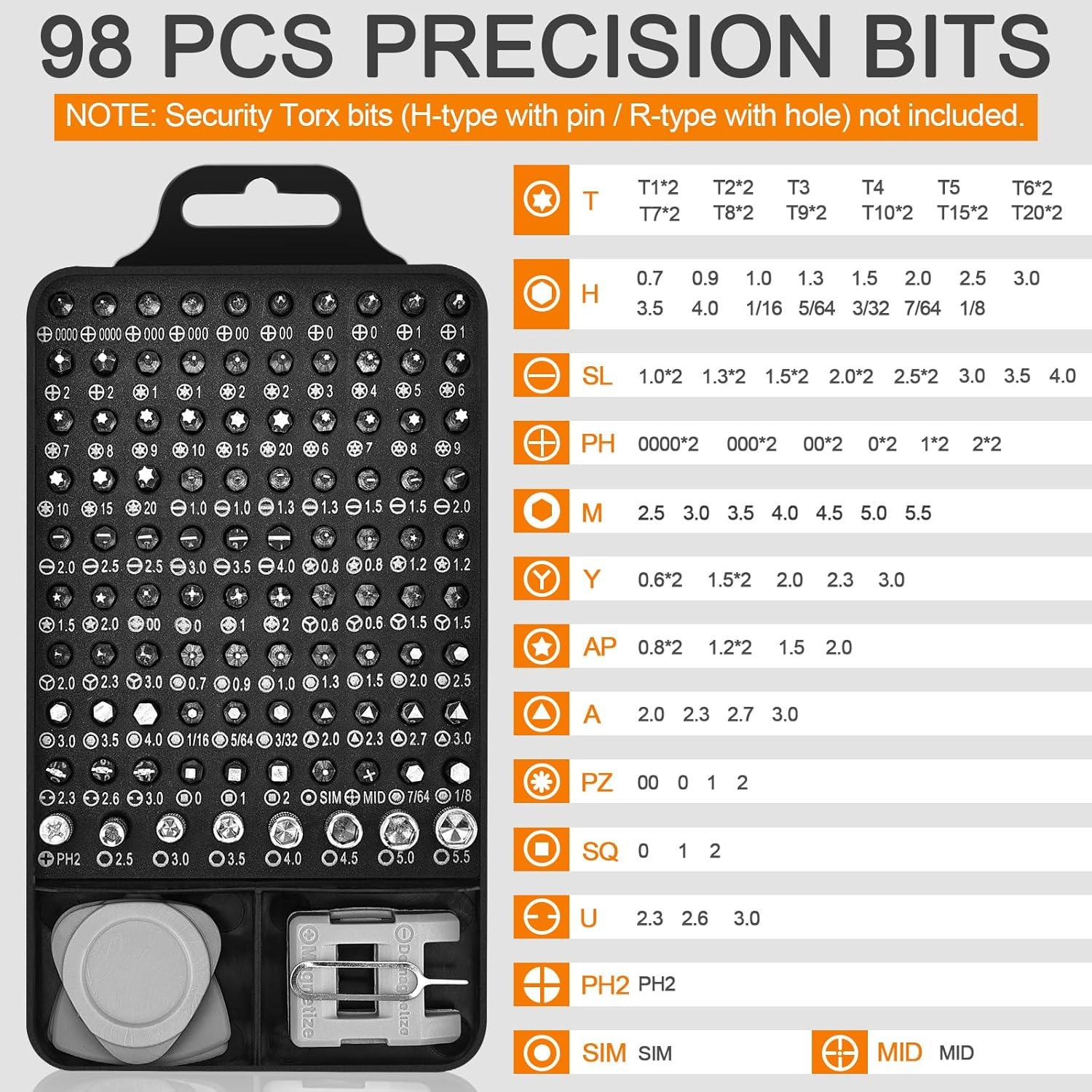 Kit de Destornilladores de Precisión Necamocu 115 en 1 Magnético