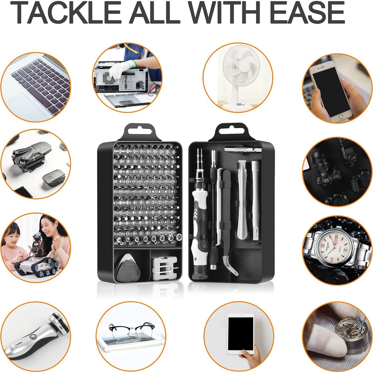 Kit de Destornilladores de Precisión Necamocu 115 en 1 Magnético