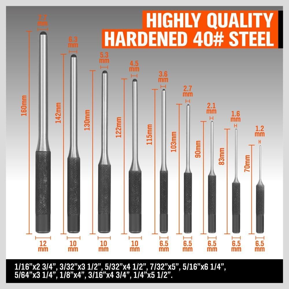 Juego de 9 Piezas de Punzones para Pasadores HORUSDY