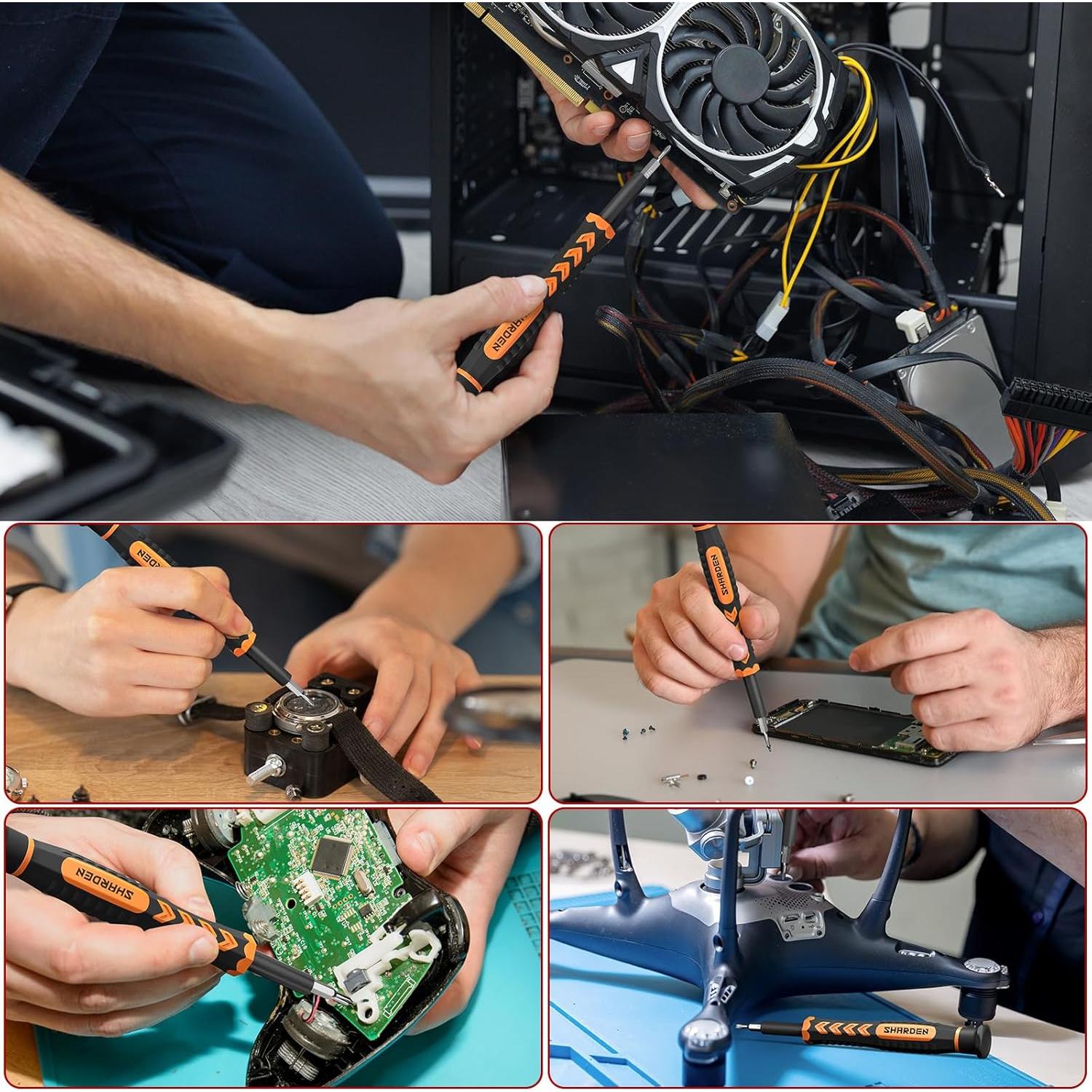 Set de Destornilladores de Precisión Sharden 58 en 1 Naranja