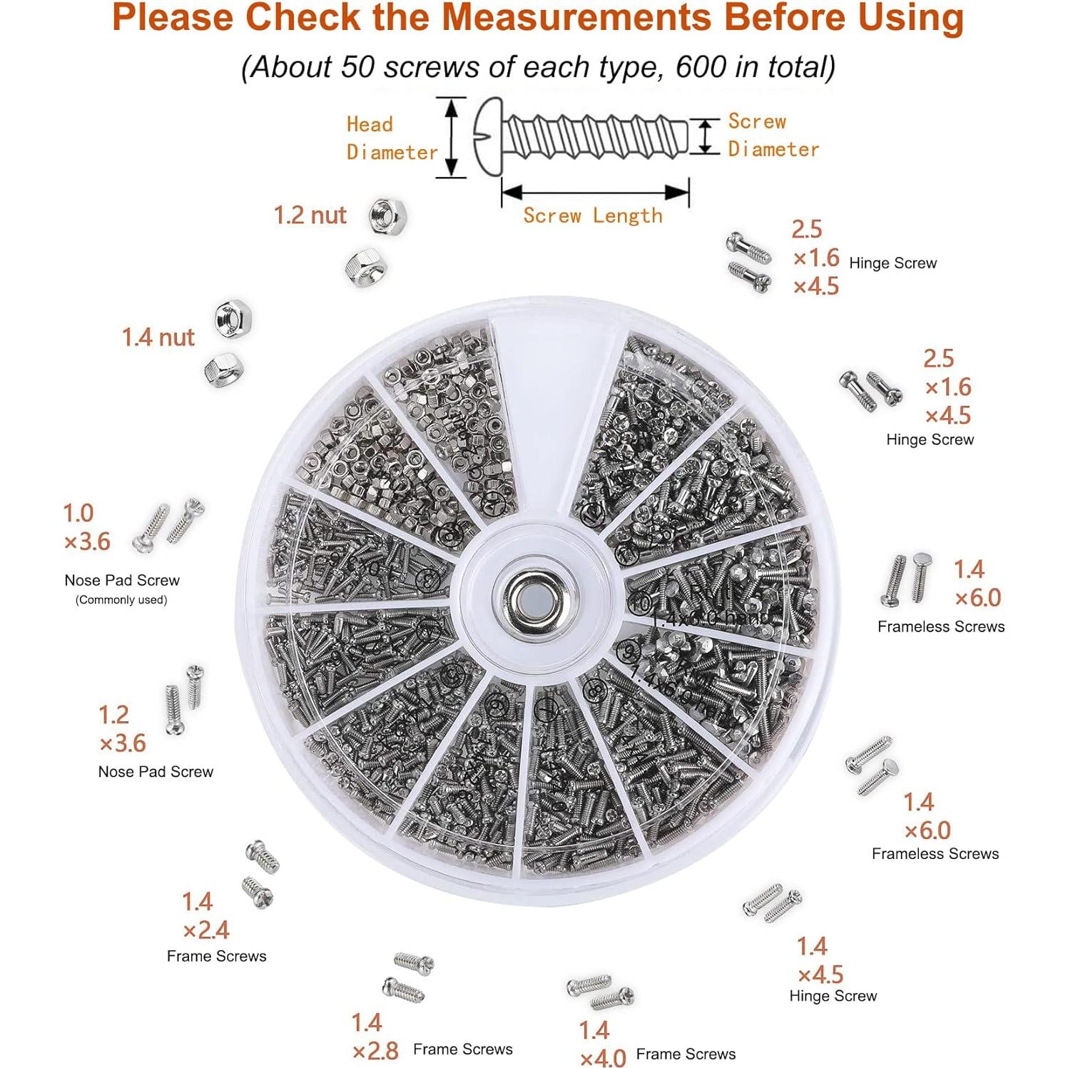 Kit de Reparación de Gafas PTSLKHN 14 Piezas con Tornillos