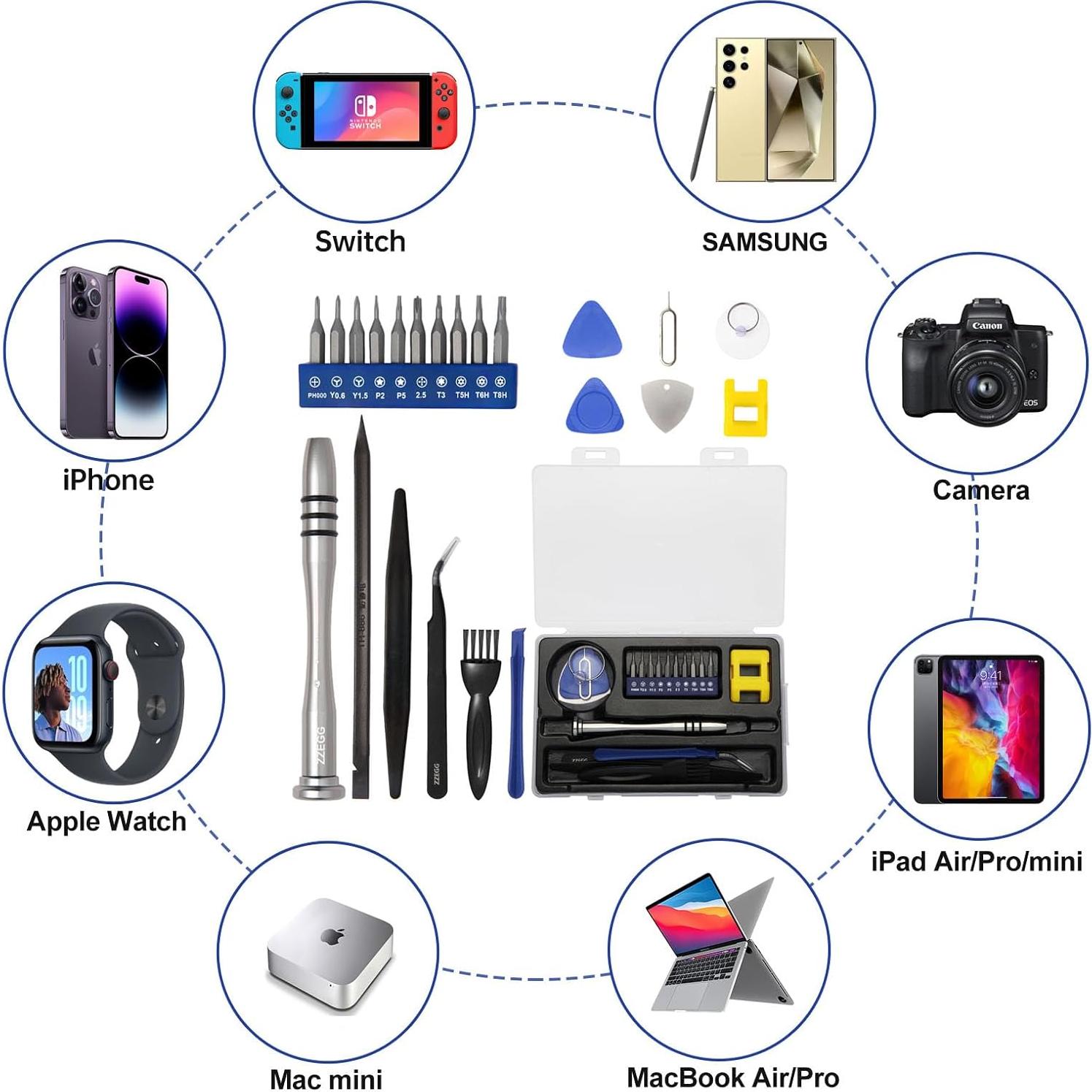Kit de Herramientas de Reparación 20 en 1 ZZEGG para iPhone y Más