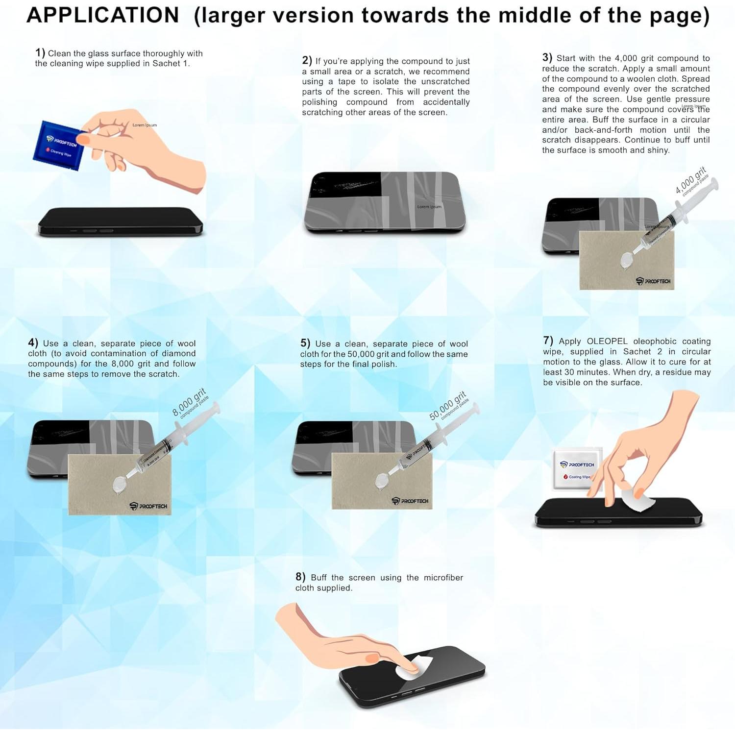 Kit de Reparación de Rayones ProofTech para Pantallas - 3 Compuestos de Pulido