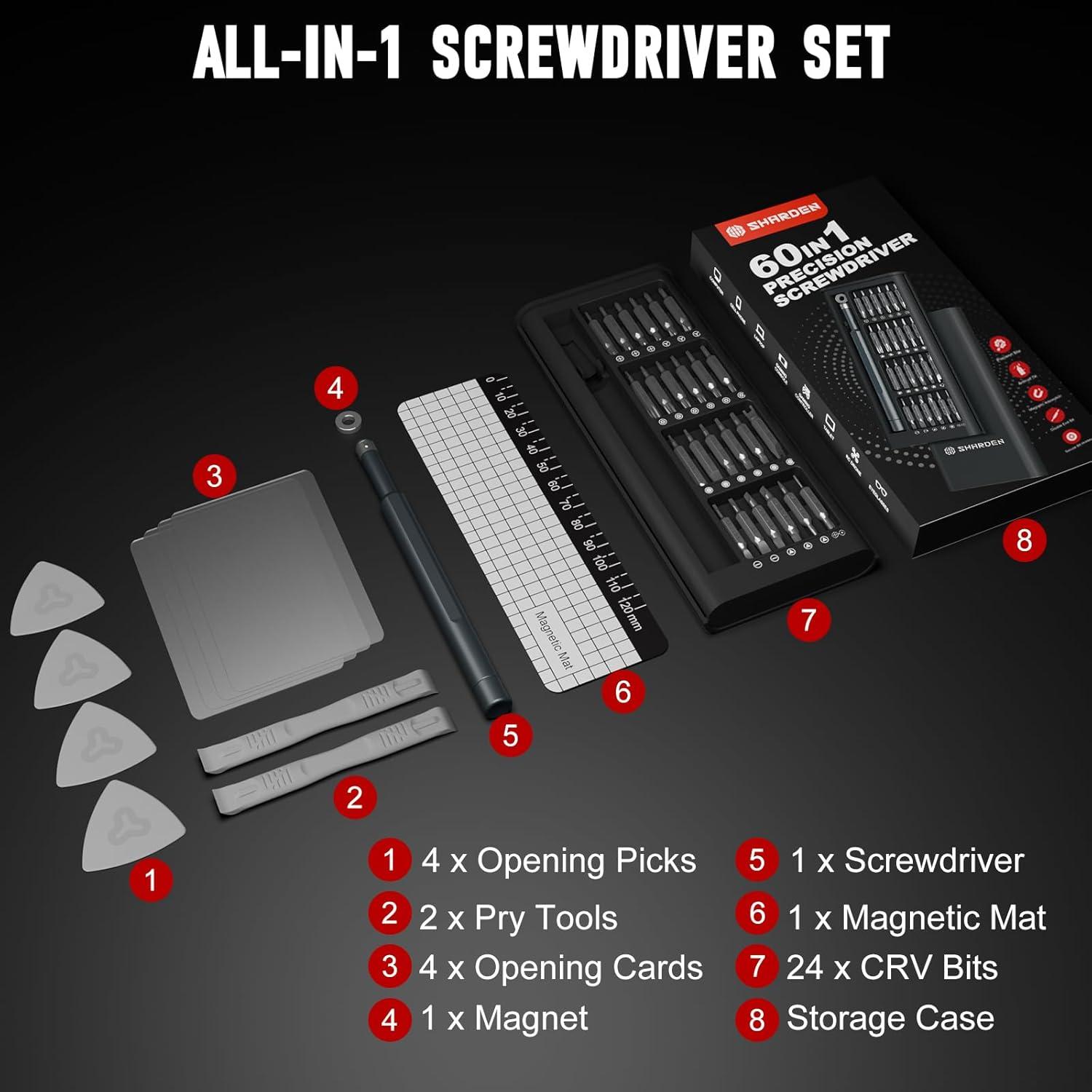 Juego de Destornilladores de Precisión SHARDEN 60 en 1