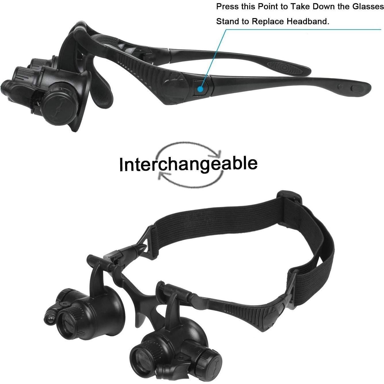 Lupa de Joyero LED KINGSCOPE 2.5X a 25X con 8 Lentes