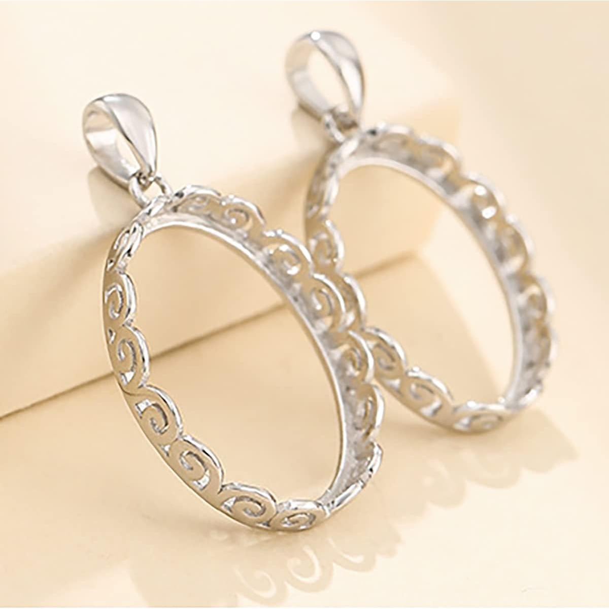 Pendiente de bandeja de plata esterlina 925 para cabujón 15x20mm