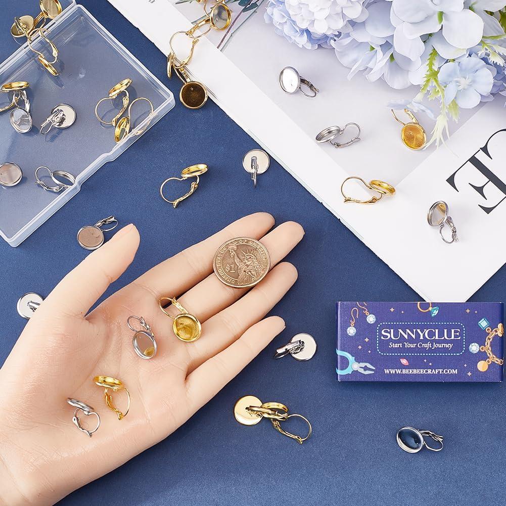 Ganchos de Aretes de Acero Inoxidable SUNNYCLUE 40 Pcs Oro Plata