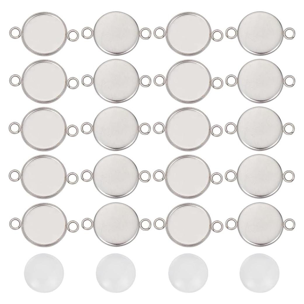 SUNNYCLUE 160 Piezas Conectores Bezel 12mm Acero Inoxidable