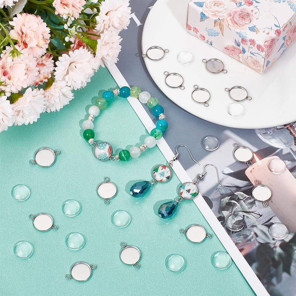 SUNNYCLUE 160 Piezas Conectores Bezel 12mm Acero Inoxidable