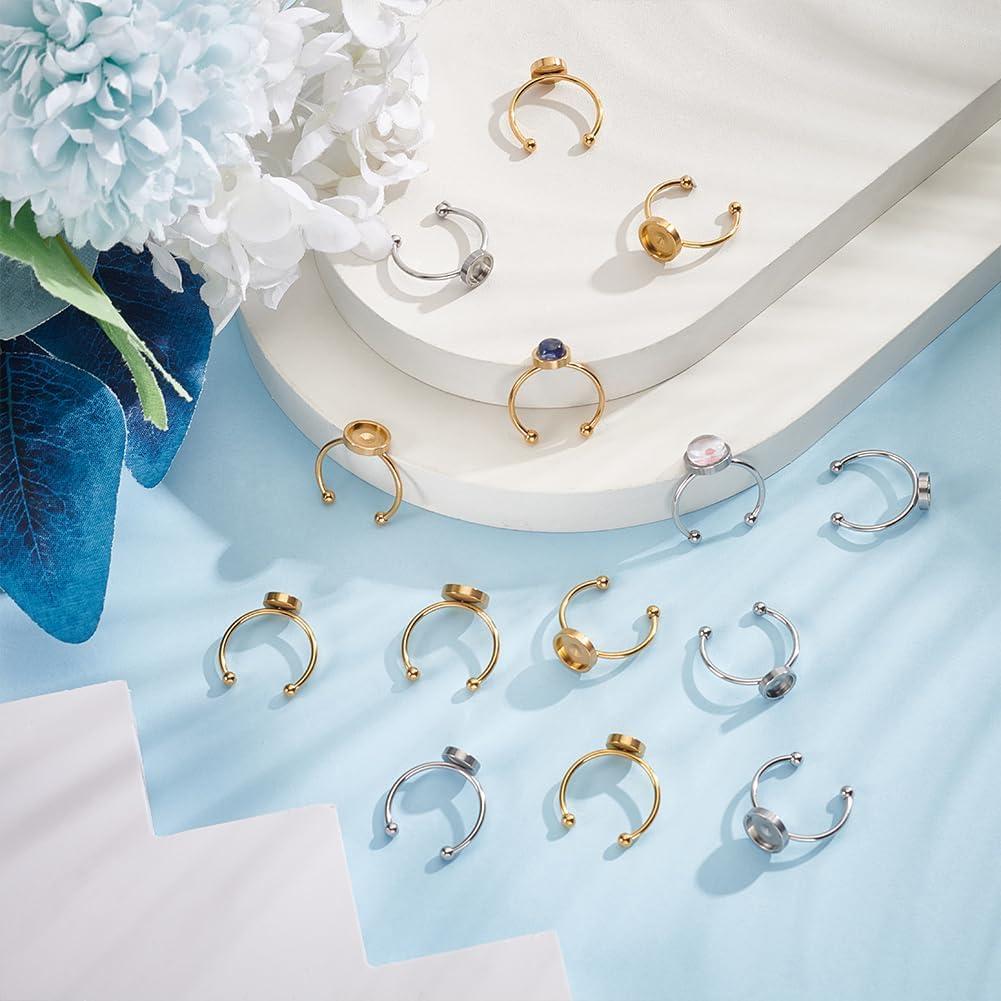 Anillos Ajustables UNICRAFTALE 16pcs Acero Inoxidable 6/8mm