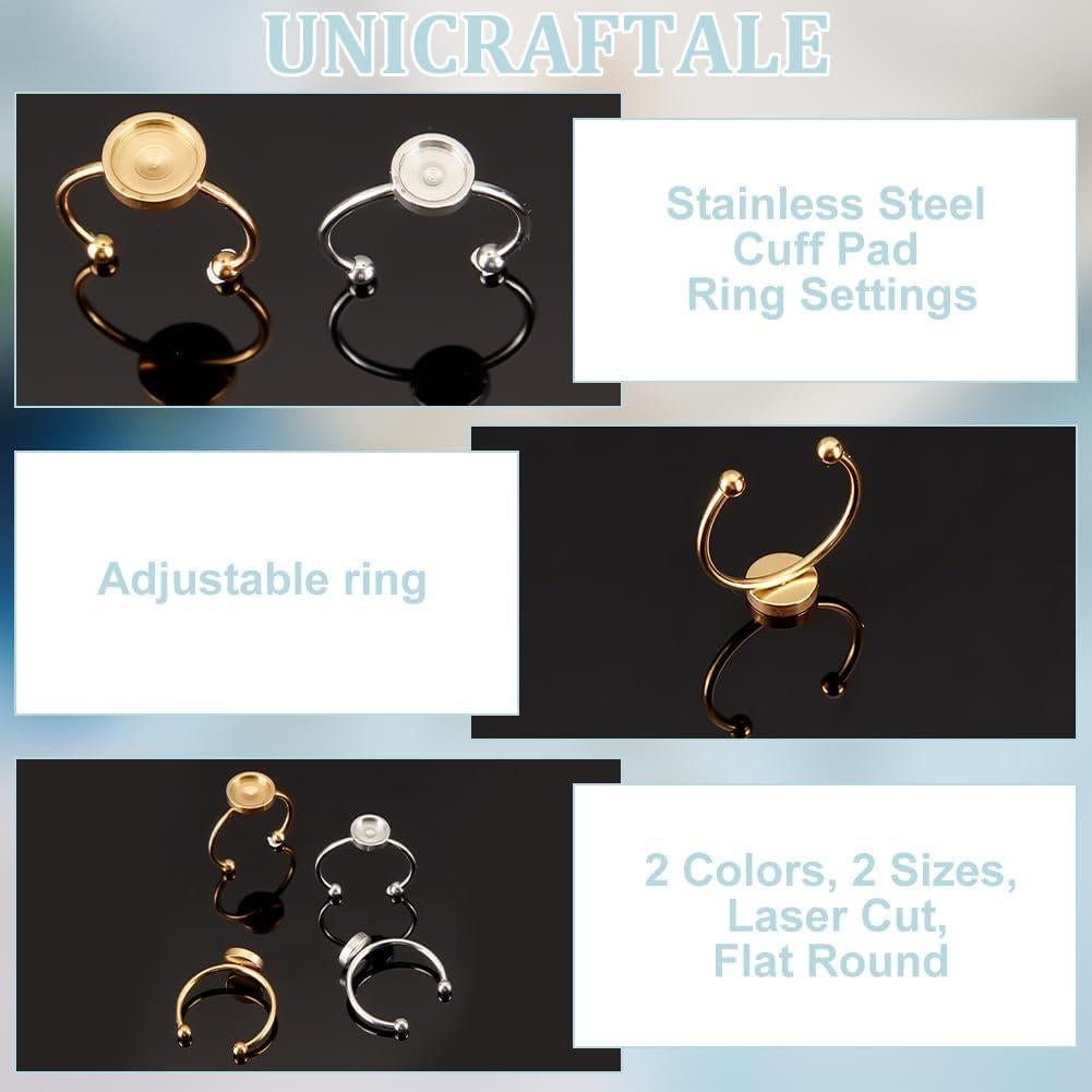 Anillos Ajustables UNICRAFTALE 16pcs Acero Inoxidable 6/8mm