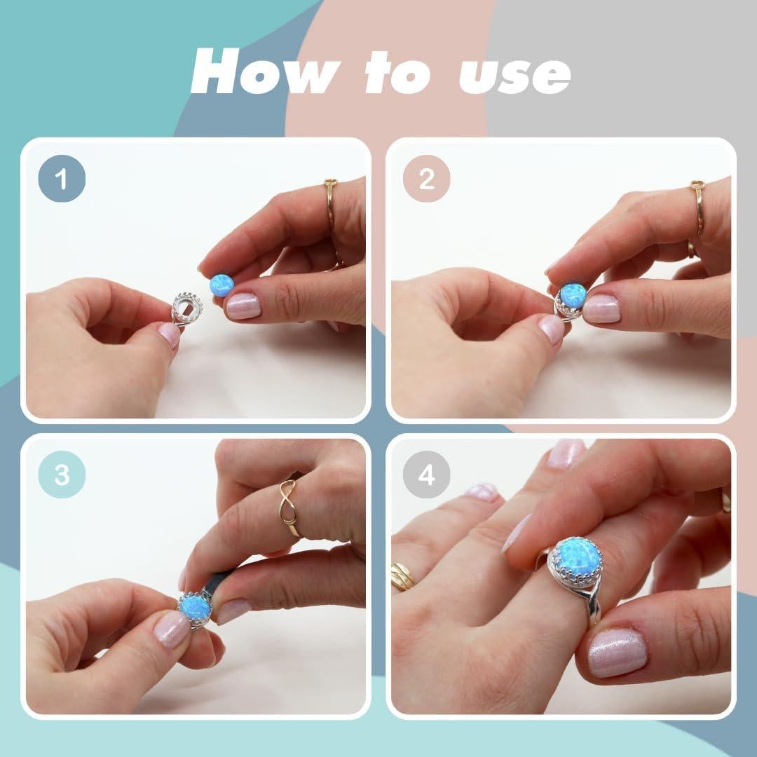 Anillos en Blanco de Plata Esterlina 925 Ajustables 10x10mm