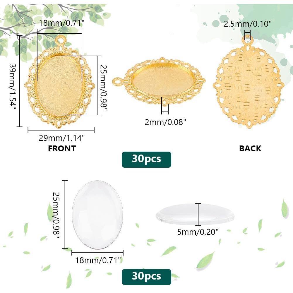 Kit de Colgantes Bezel PH PandaHall - 60 Piezas Doradas