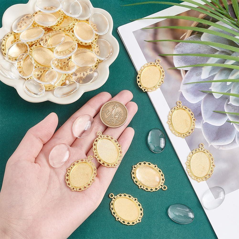 Kit de Colgantes Bezel PH PandaHall - 60 Piezas Doradas