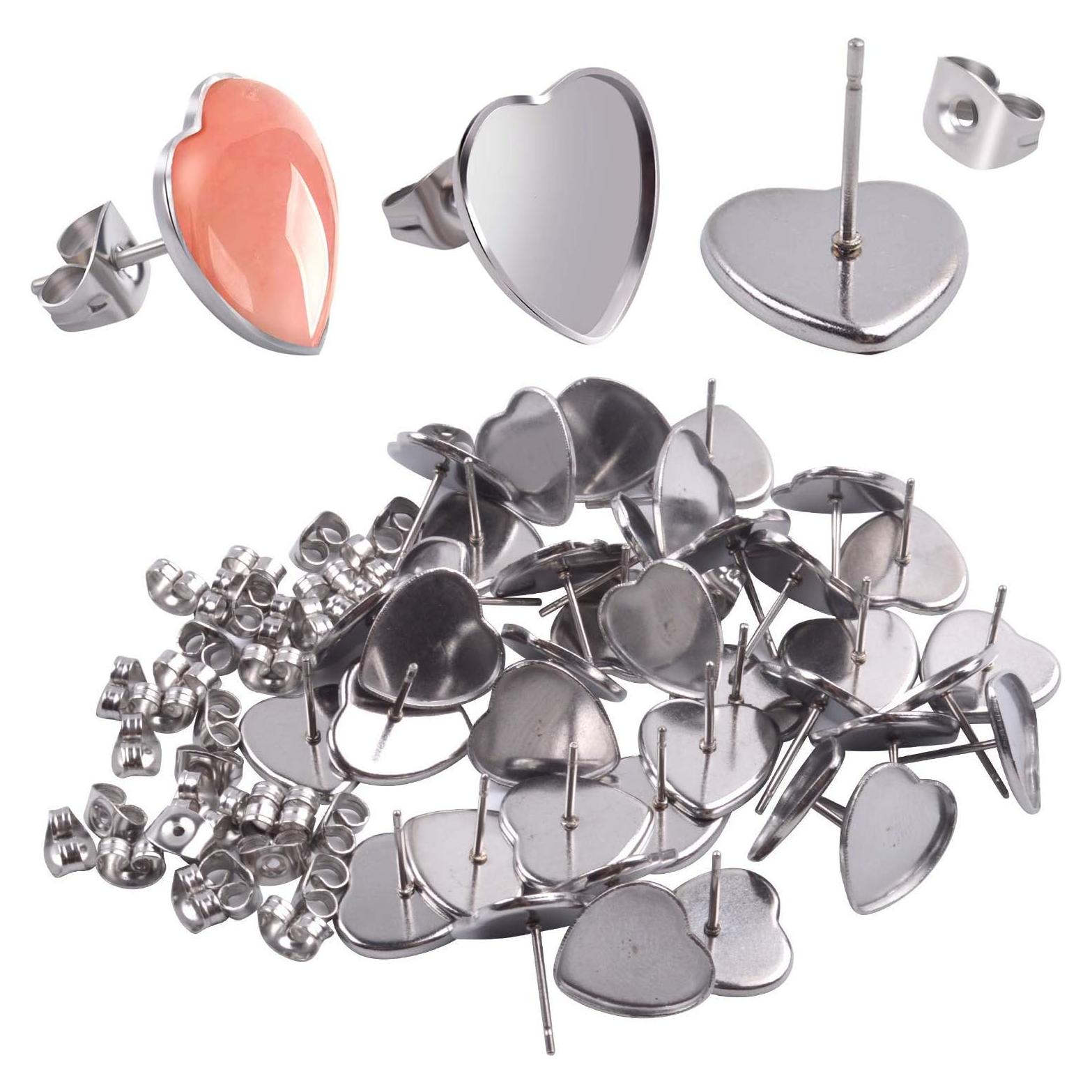 Pendientes de Stud Corazón Aylifu 40 Piezas Acero Inoxidable