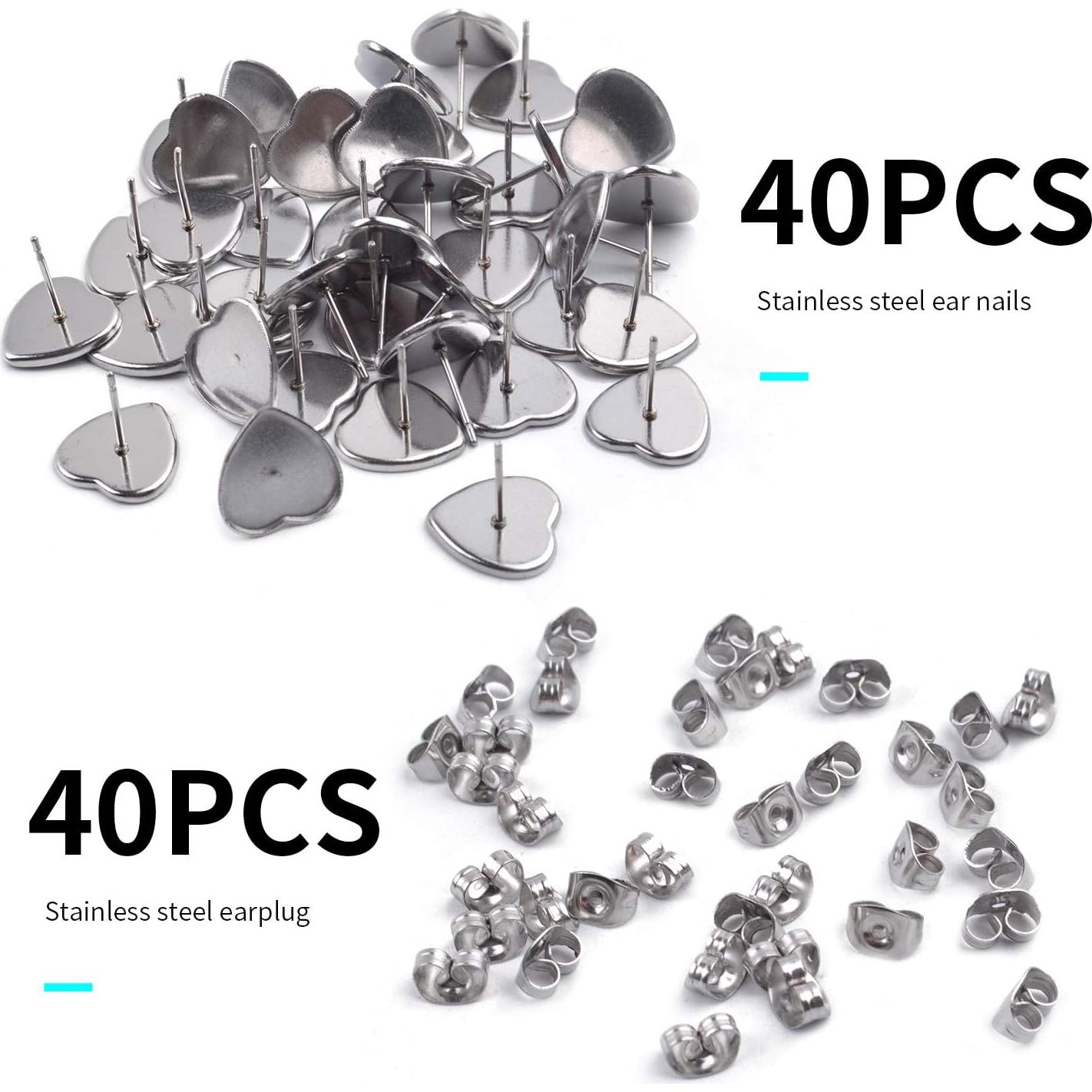 Pendientes de Stud Corazón Aylifu 40 Piezas Acero Inoxidable