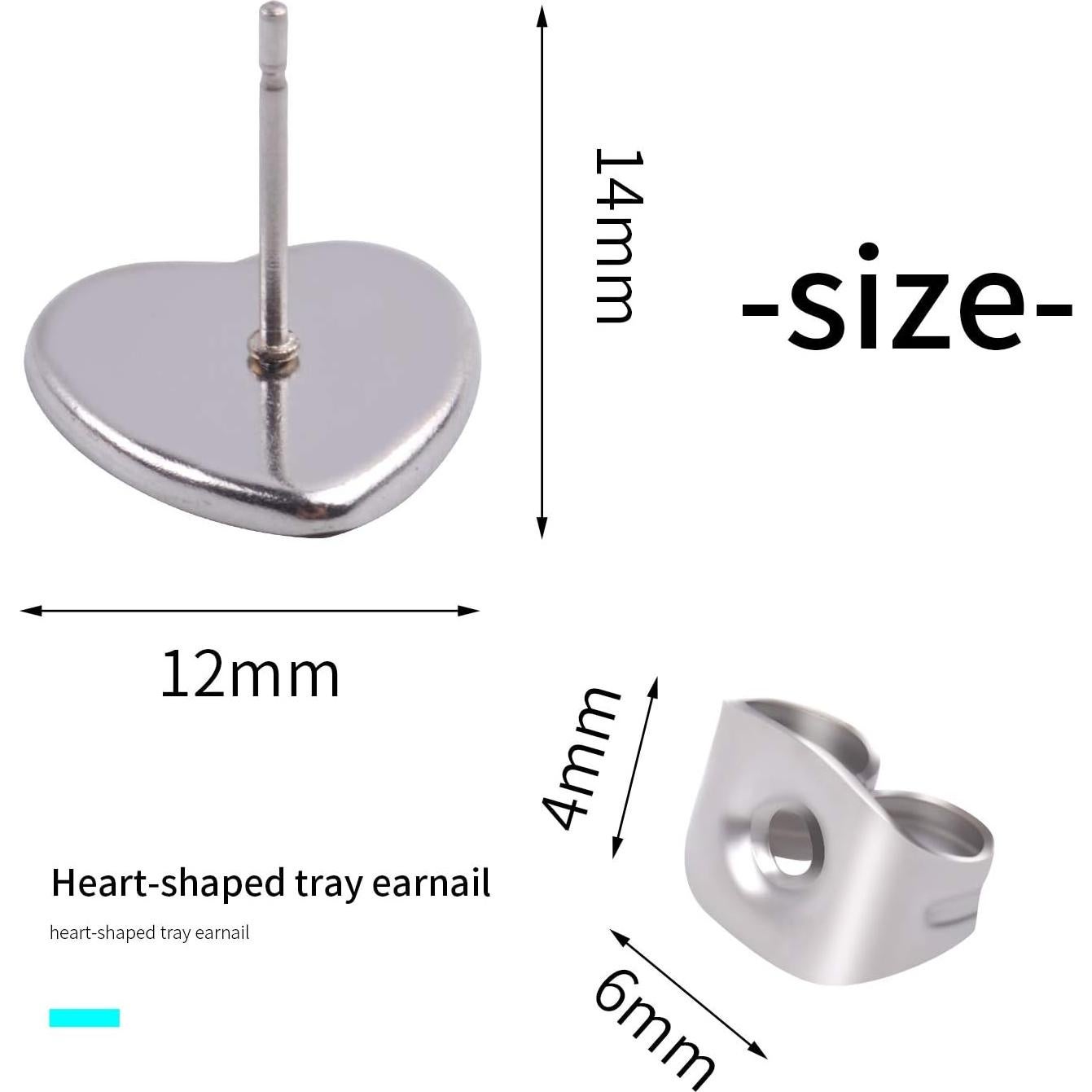 Pendientes de Stud Corazón Aylifu 40 Piezas Acero Inoxidable