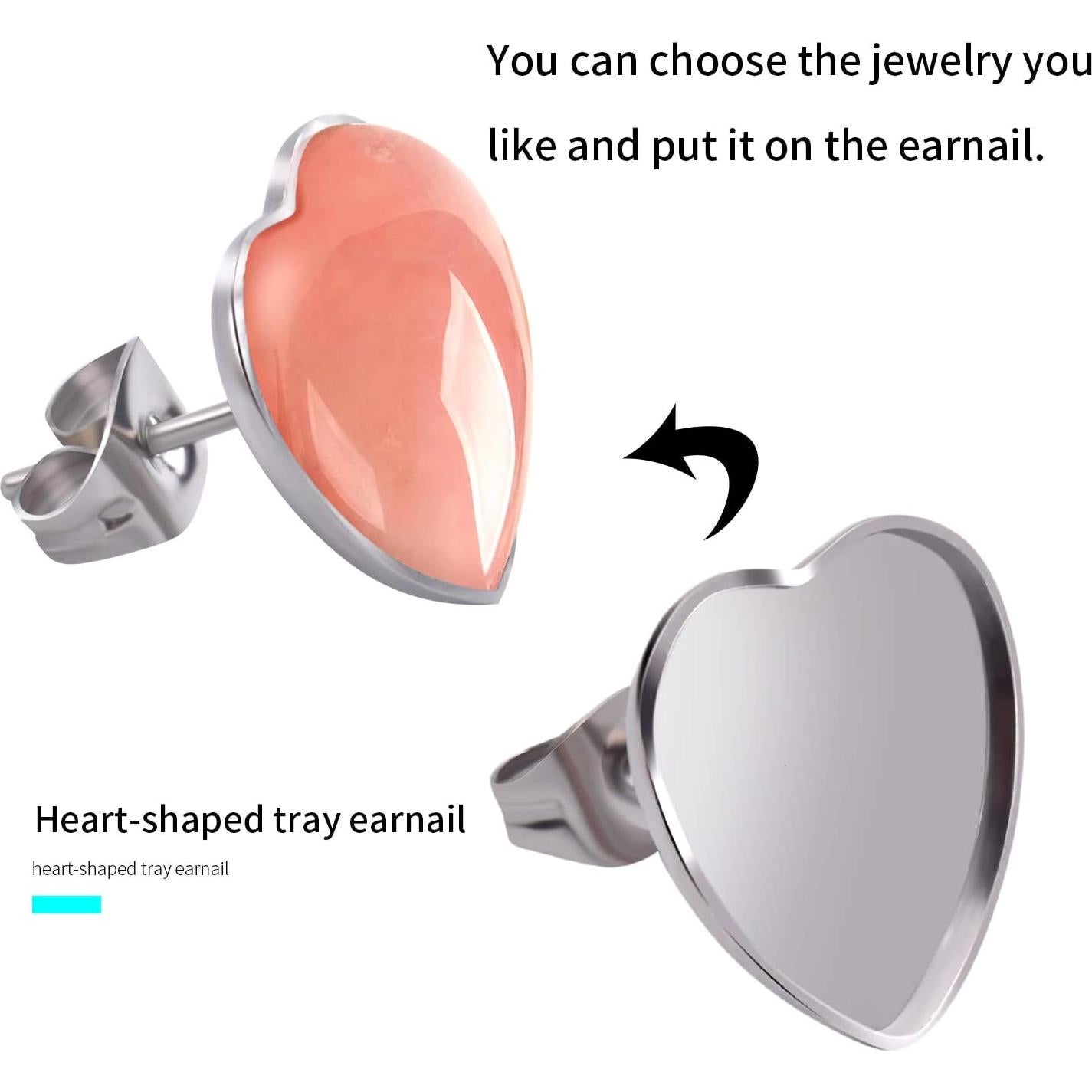 Pendientes de Stud Corazón Aylifu 40 Piezas Acero Inoxidable