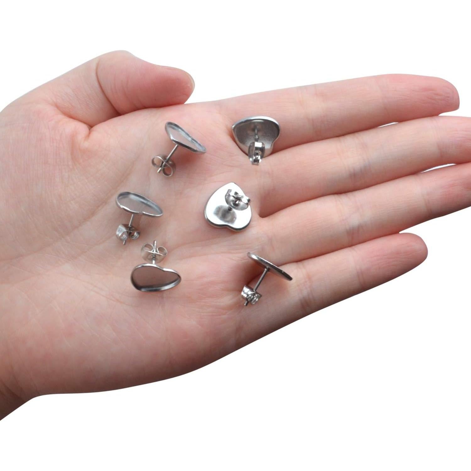 Pendientes de Stud Corazón Aylifu 40 Piezas Acero Inoxidable