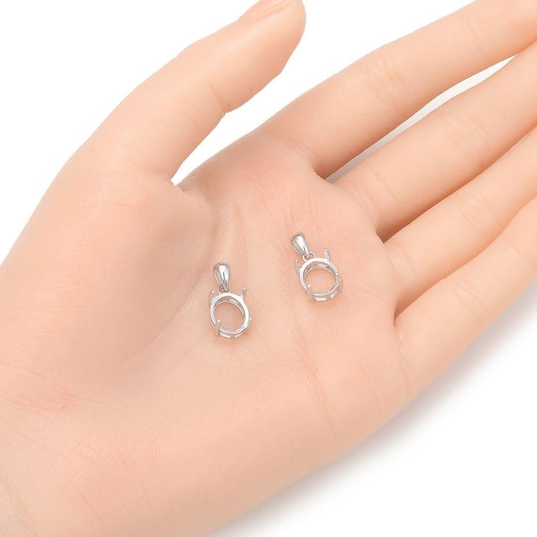 2 Piezas Bisel Ovalado 10x8mm Plata Esterlina 925 Hipoalergénica