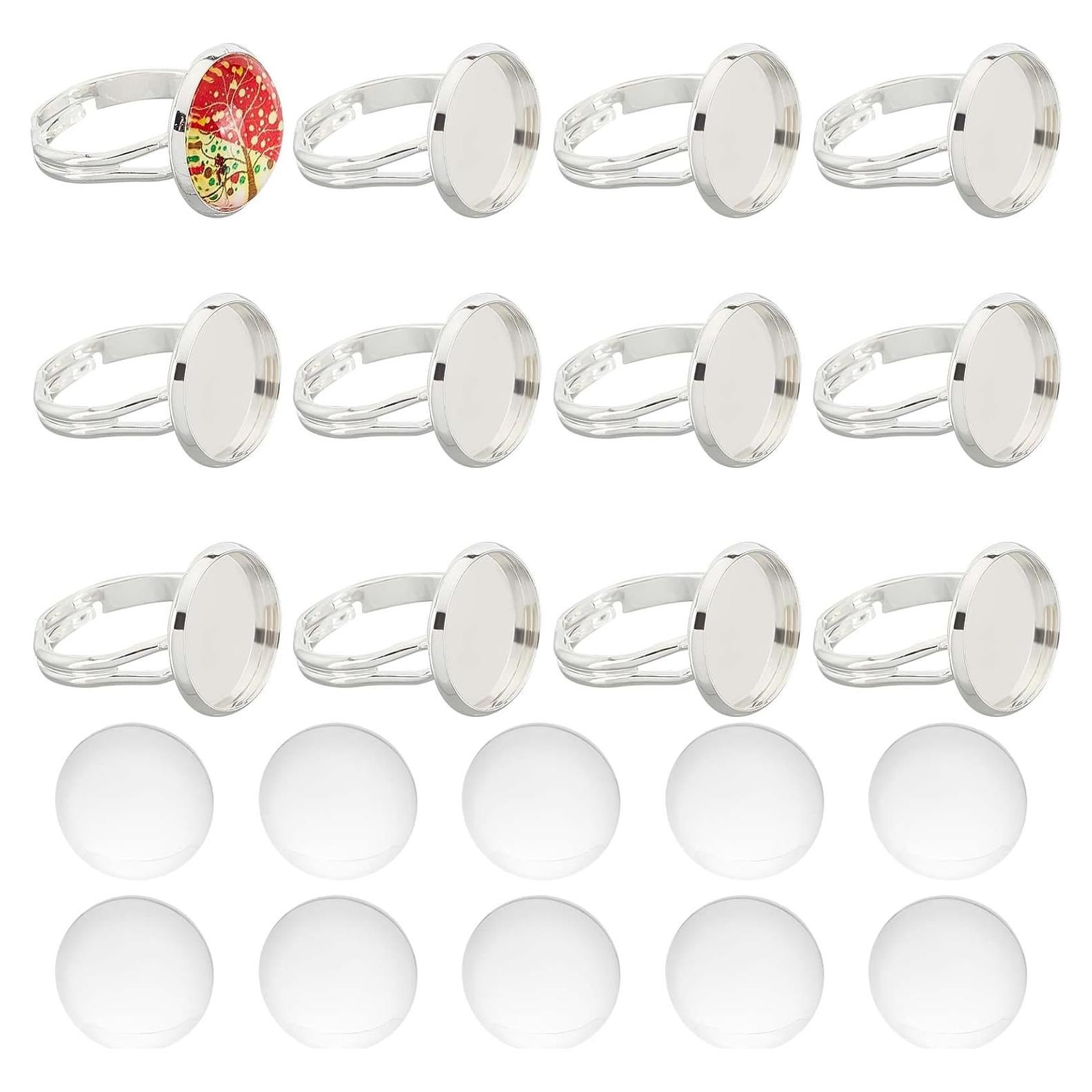 Kit de 80 Anillos Ajustables y Cabochones de Vidrio SUNNYCLUE