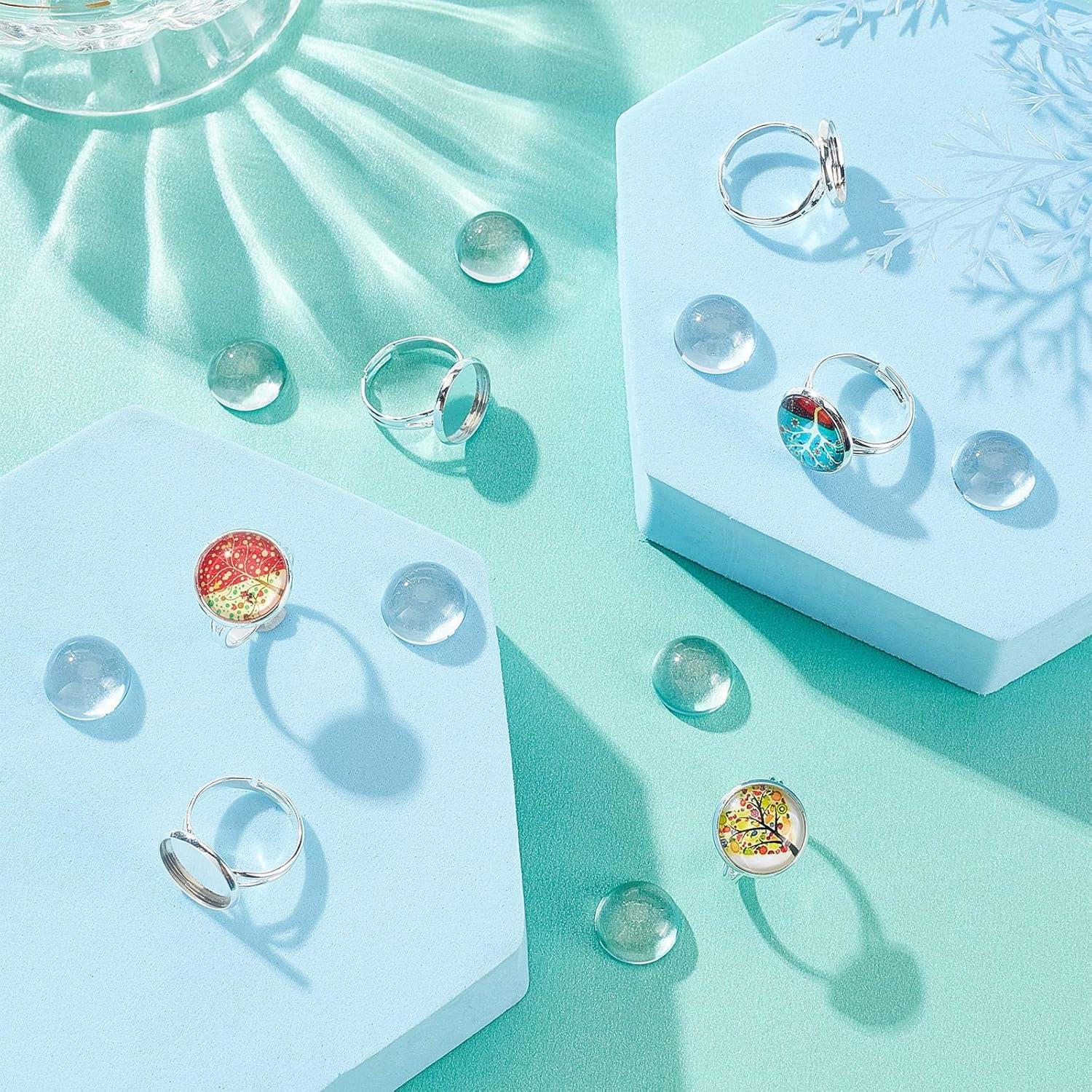 Kit de 80 Anillos Ajustables y Cabochones de Vidrio SUNNYCLUE