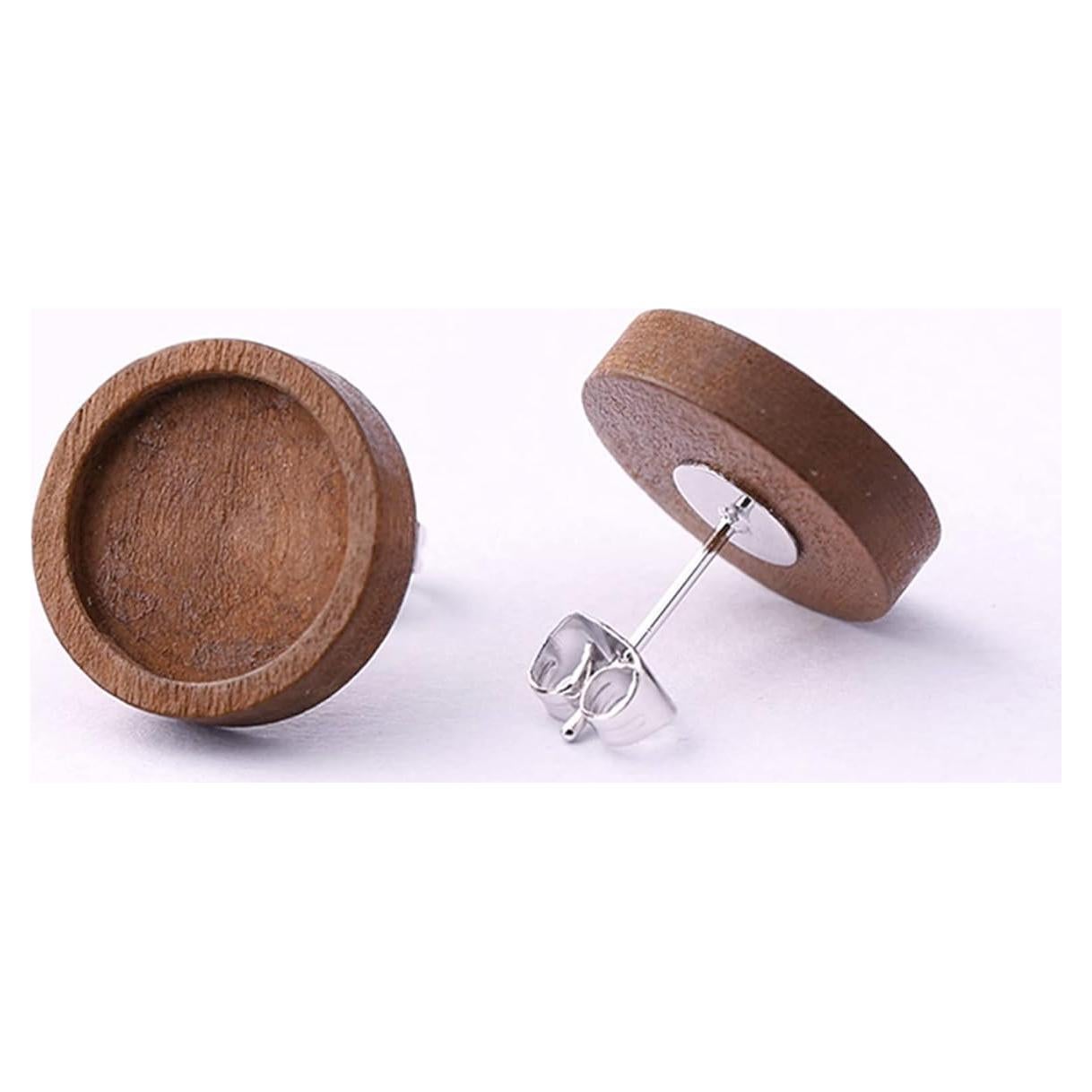 40 Piezas Cabujón de Madera 12mm y Acero Inoxidable SHUNAE